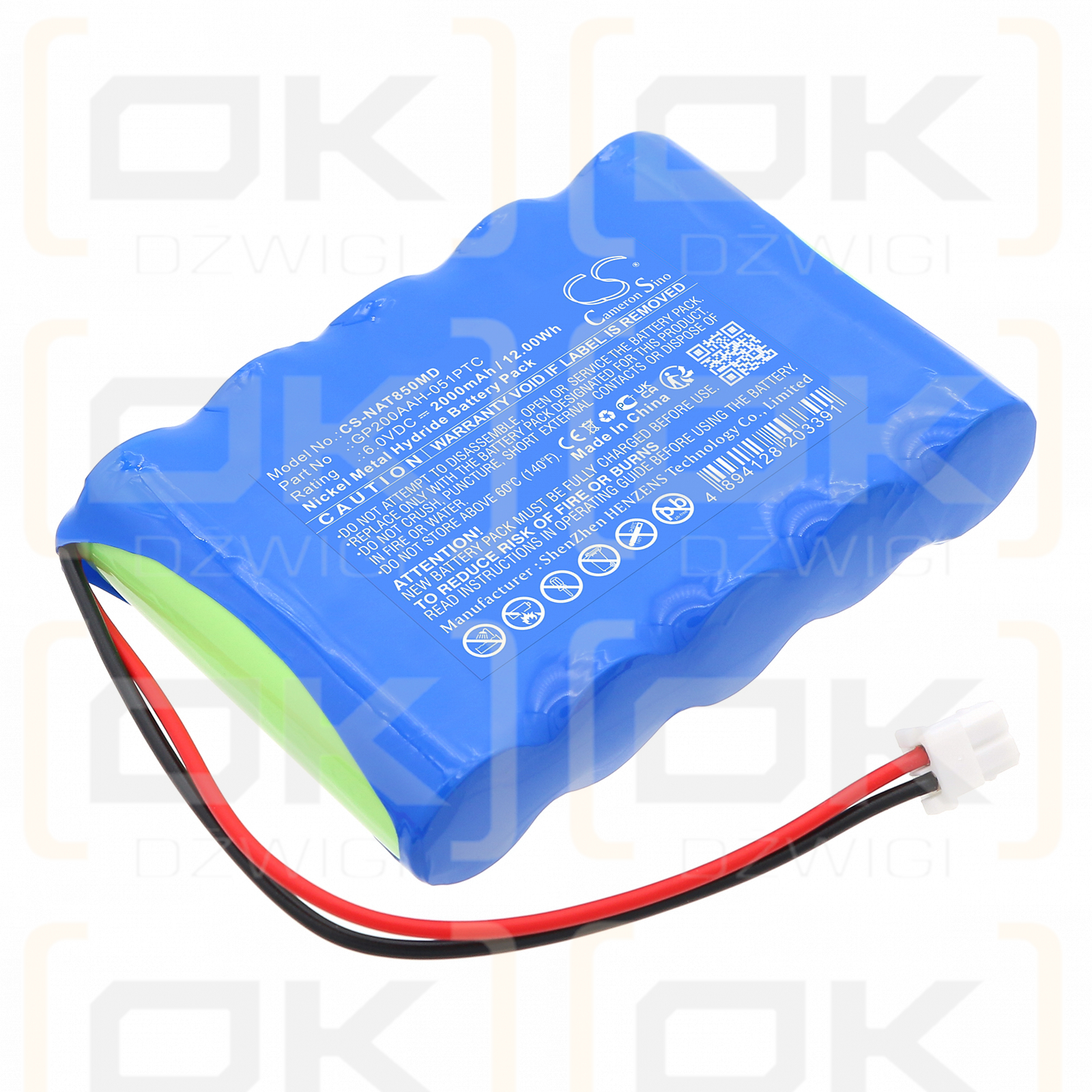 NONIN 8500 / GP200AAH-051PTC 2000 mAh Ni-MH 6 V (Cameron Sino)