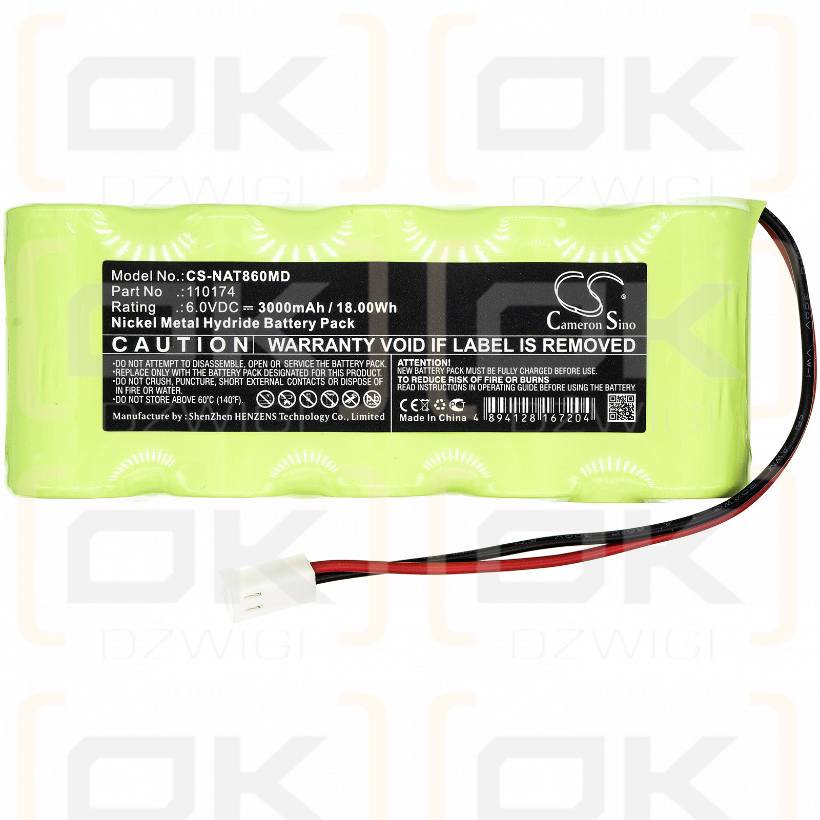 NONIN Pulsoximter 8800/110174 3000mAh Ni-MH 6.0V (Cameron Sino)