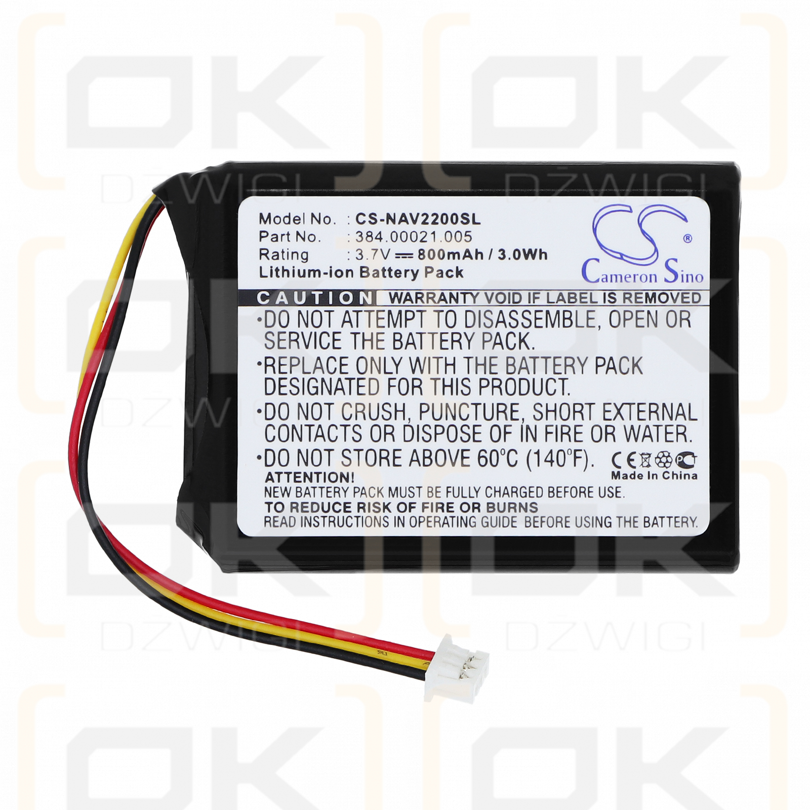 Navigon 2200T / 384.00021.005 800 mAh Li-ion 3.7 V (Cameron Sino)