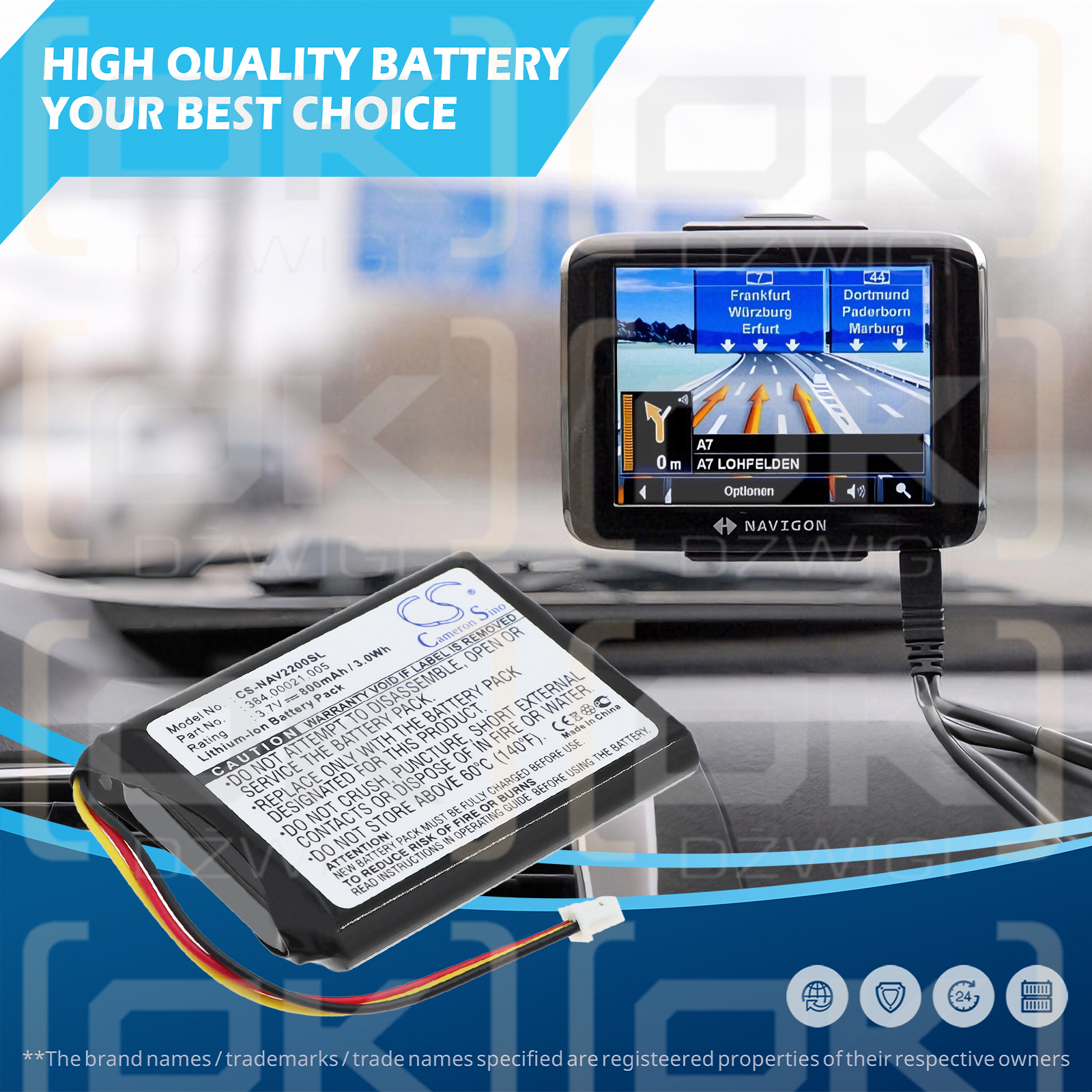 Navigon 2200T / 384.00021.005 800 mAh Li-ion 3.7 V (Cameron Sino)