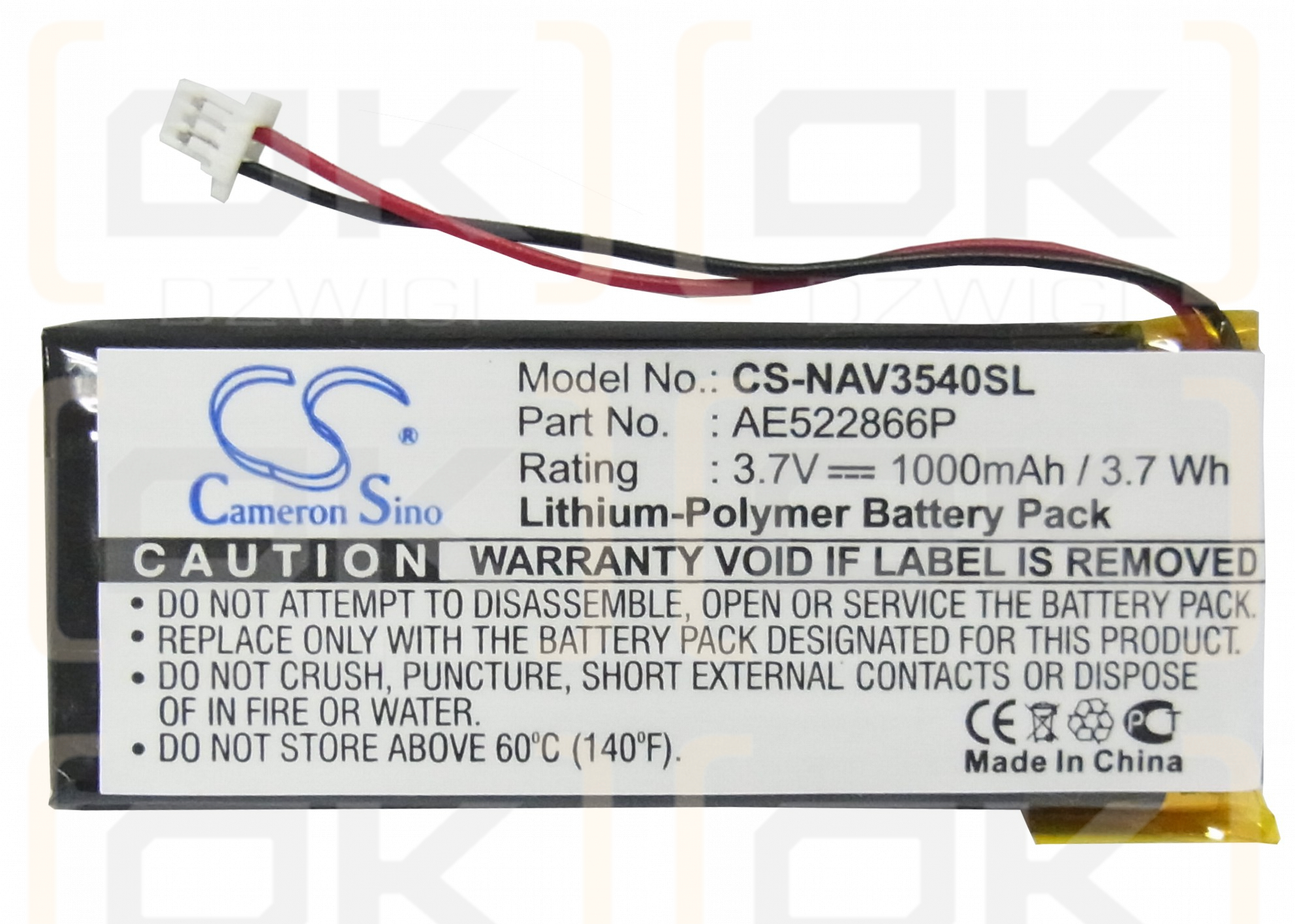 Navigon Skyway NAVI-3540 Easy / AE522866P 1000 mAh Li-Polymer 3.7 V (Cameron Sino)