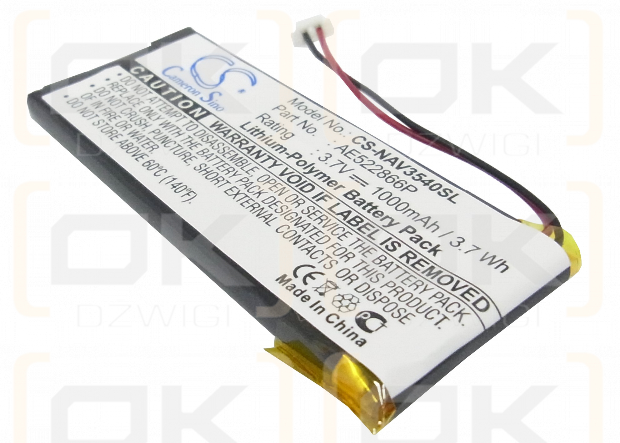 Navigon Skyway NAVI-3540 Easy / AE522866P 1000 mAh Li-Polymer 3.7 V (Cameron Sino)