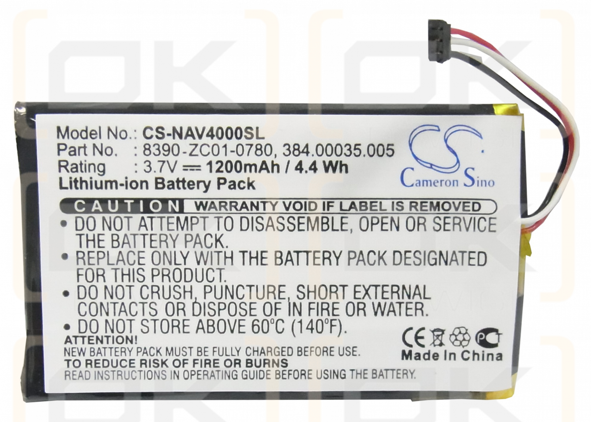 Navigon 40 Premiun / 8390-ZC01-0780 1200mAh Li-Polymer 3.7V (Cameron Sino)