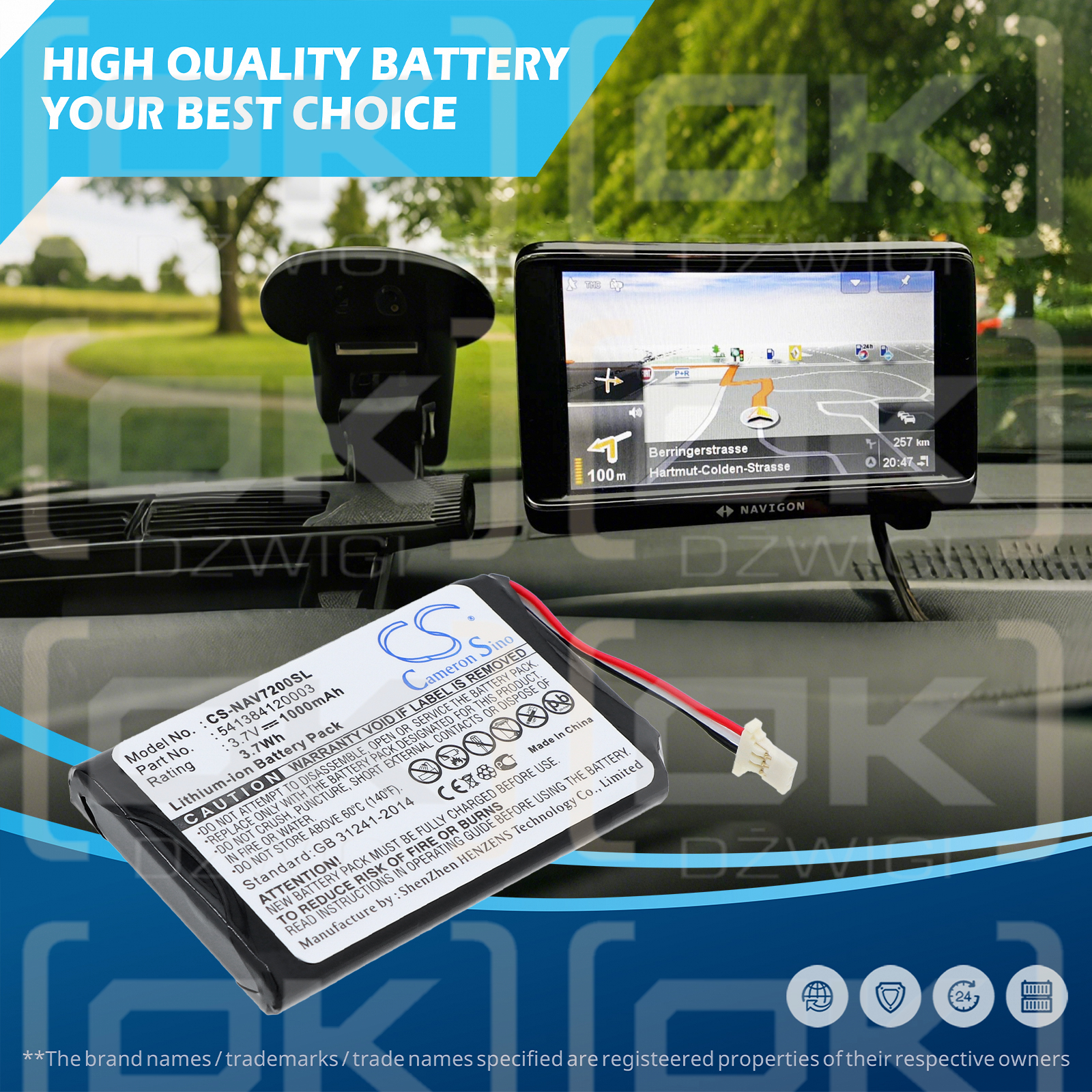 Navigon 72 Plus Live / 541384120003 1000 мАч Li-ion 3,7 В (Cameron Sino)