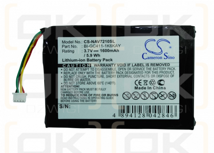 Navigon 7310 / BI-GC411-1K6KAY 1600 mAh Li-Ion 3,7 V (Cameron Sino)