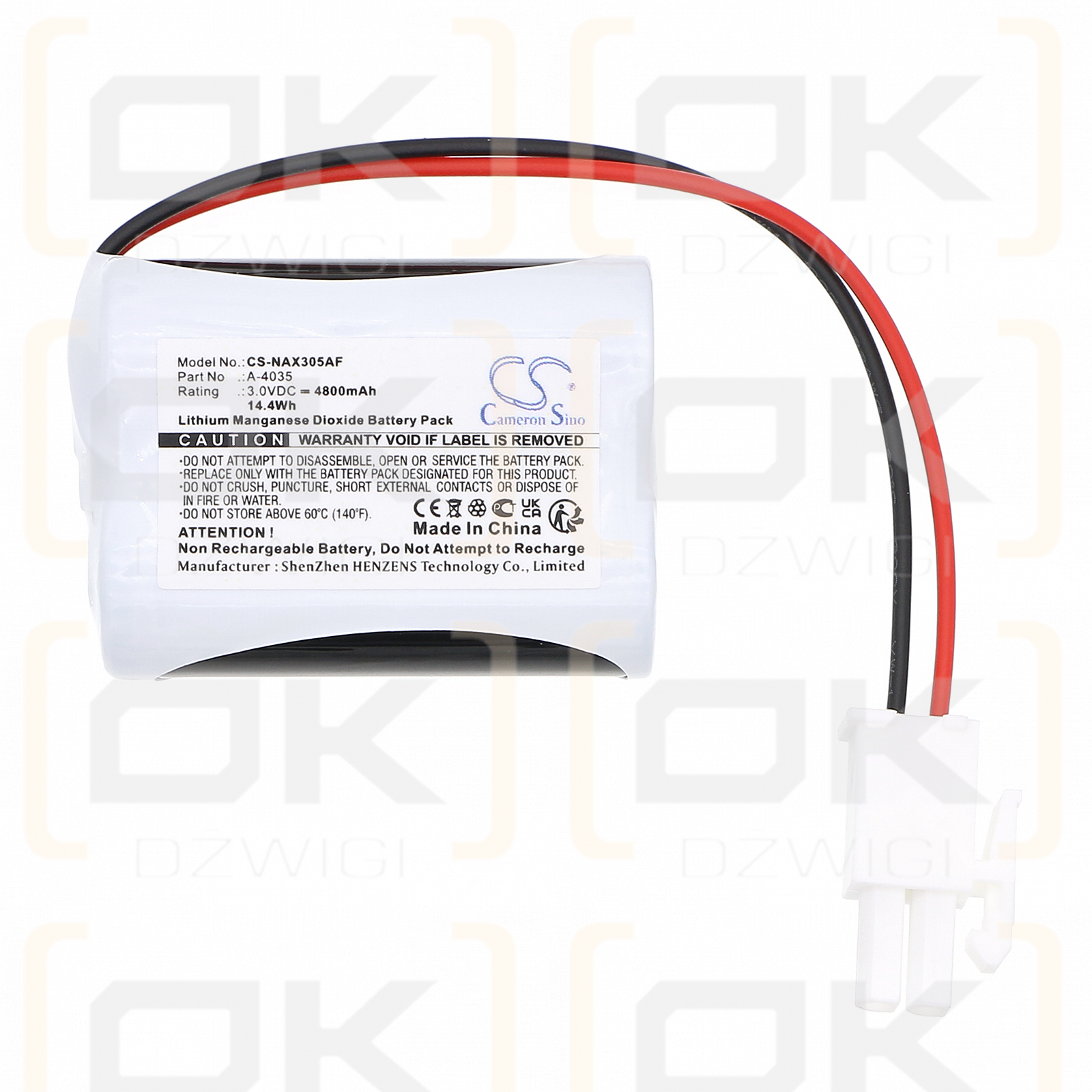 INAX IN-AM-90 / A-4035 4800mAh Li-MnO2 3.0V (Cameron Sino)