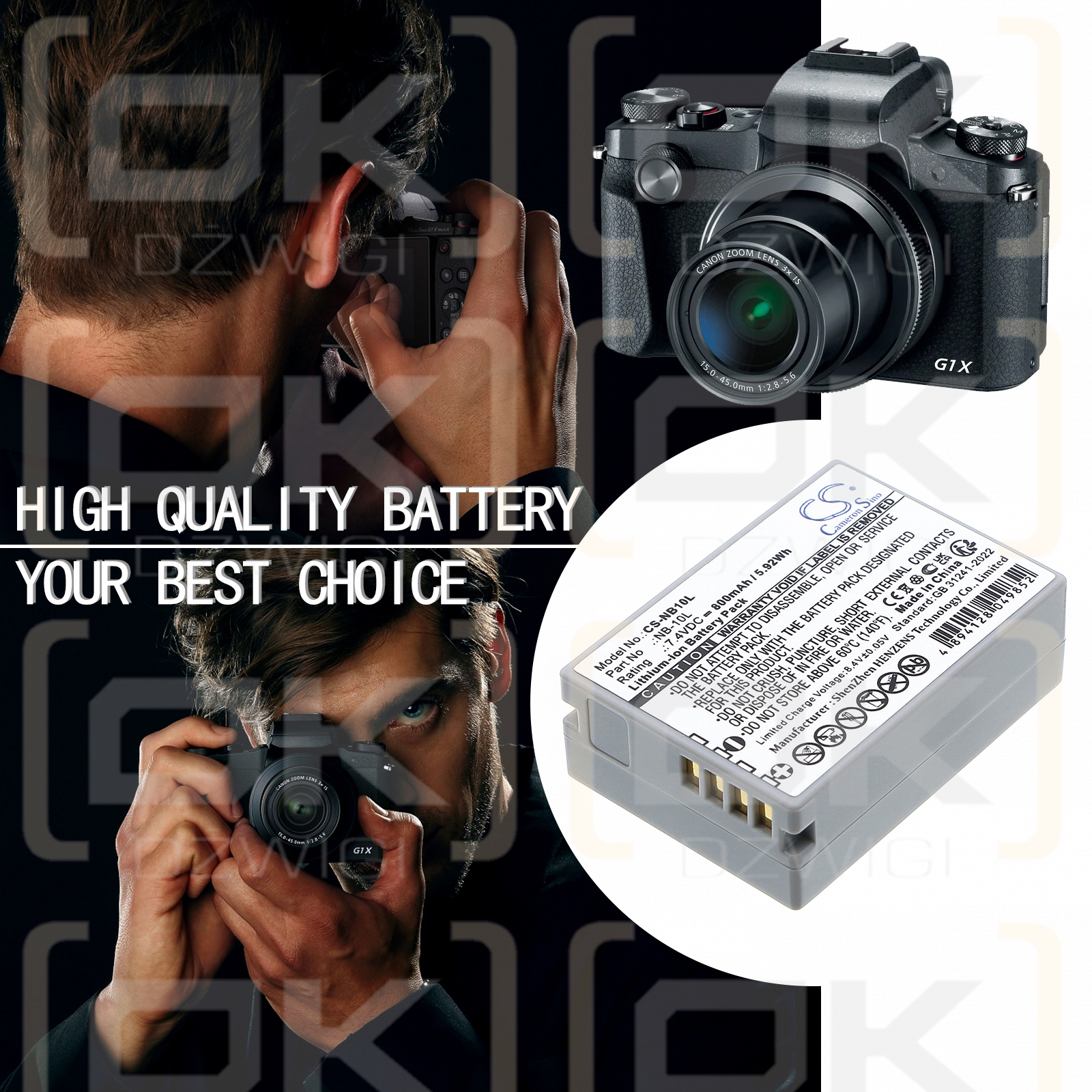Canon PowerShot G1 X / NB-10L 800mAh Li-ion 7.4V (Cameron Sino)