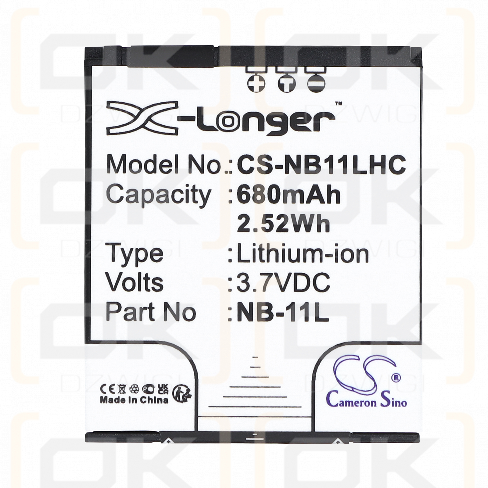 Replacement Battery for Canon IXUS 133 / NB-11L 680 mAh Li-ion 3.7 V (Cameron Sino)