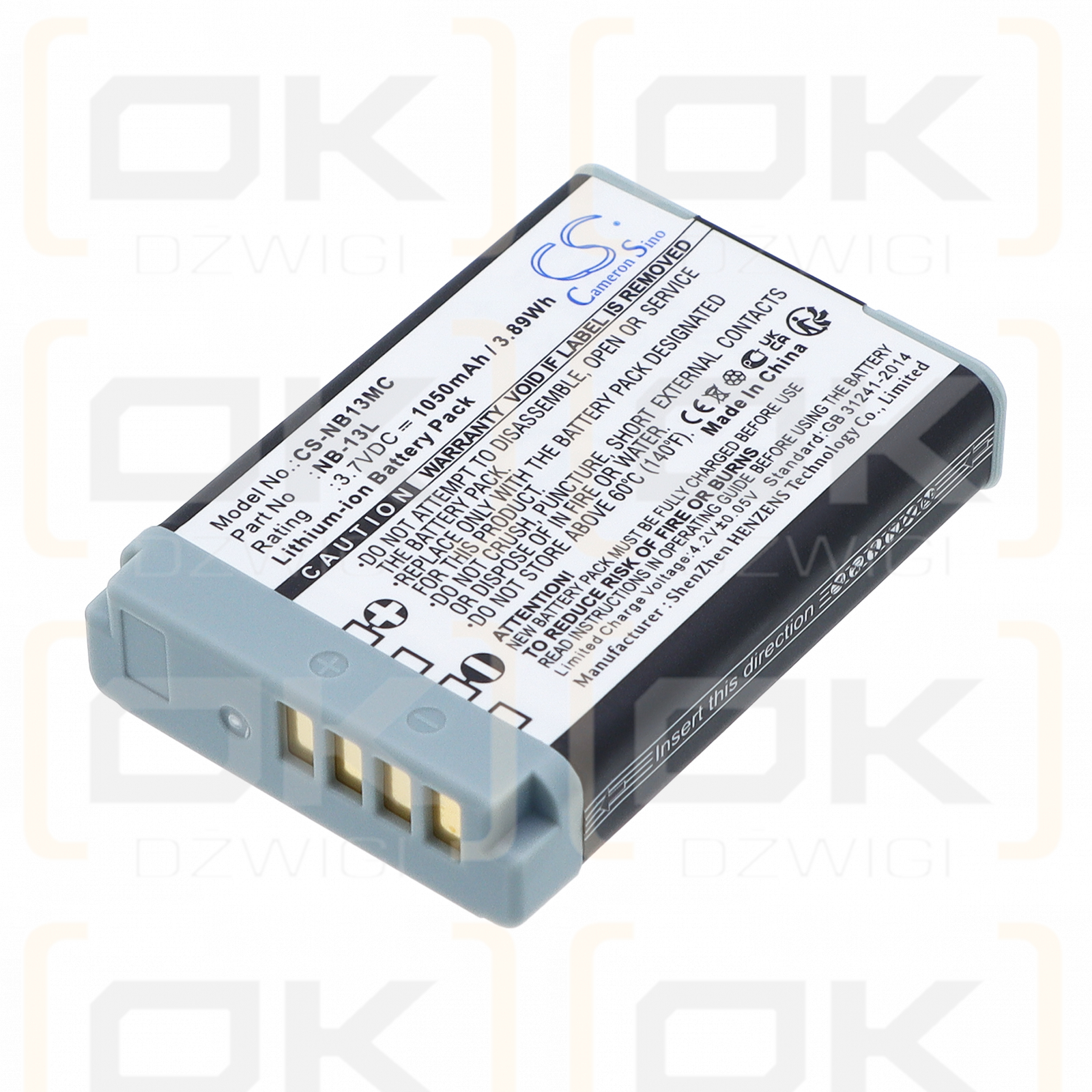Replacement Battery for Canon PowerShot SX740HS / NB-13L 1050 mAh Li-ion 3.7 V (Cameron Sino)
