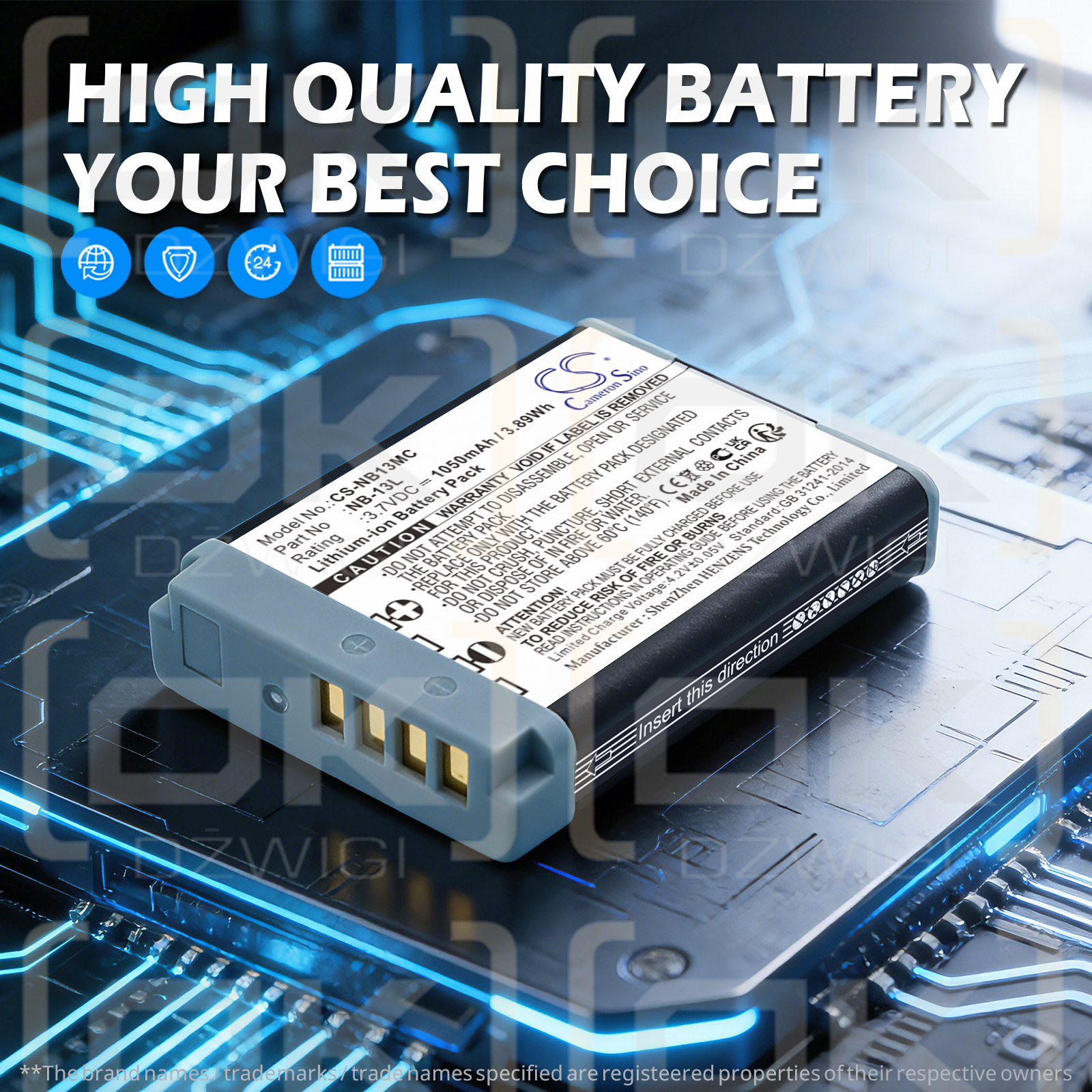 Replacement Battery for Canon PowerShot SX740HS / NB-13L 1050 mAh Li-ion 3.7 V (Cameron Sino)