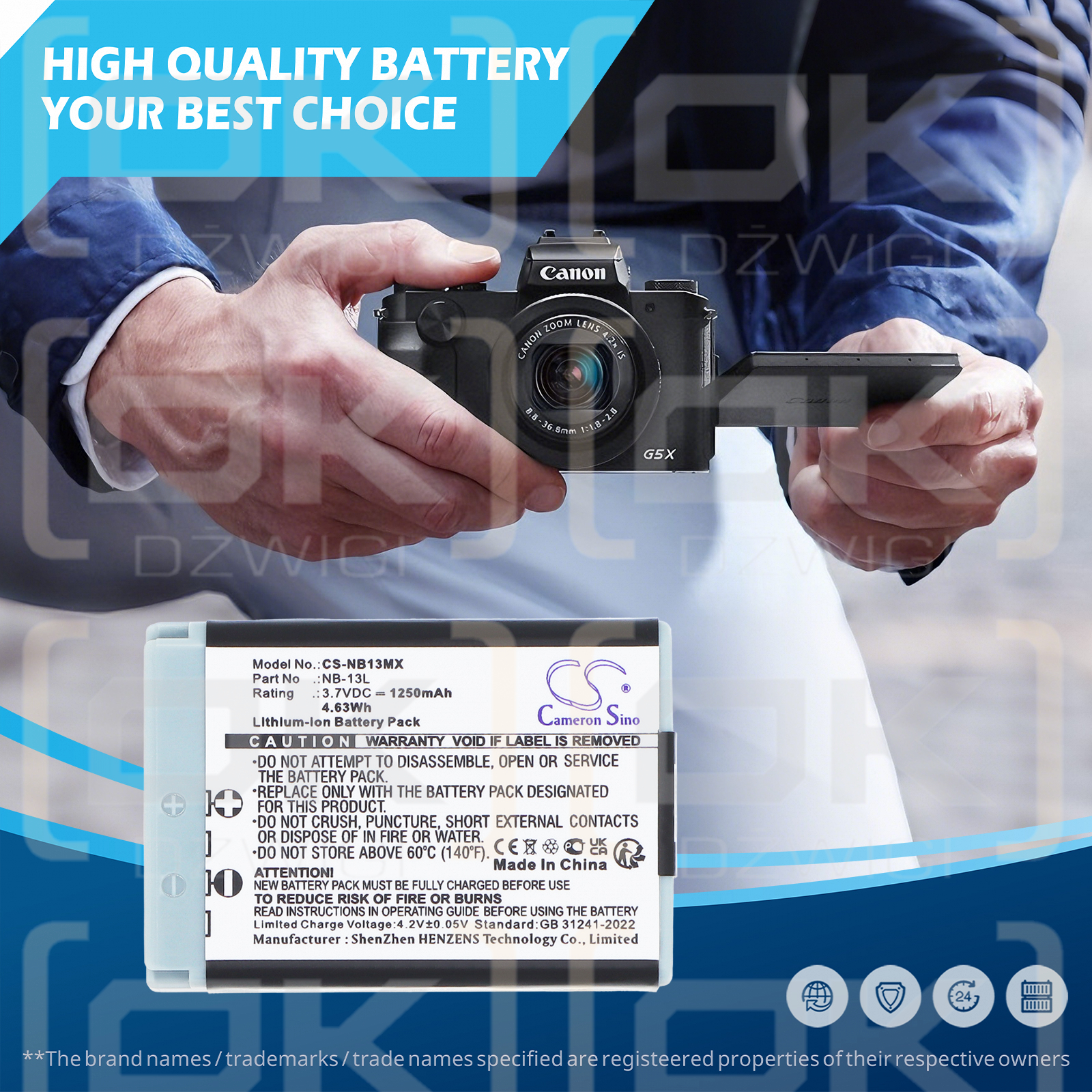 Canon PowerShot SX740HS / NB-13L 1250 mAh Li-ion 3.7 V (Cameron Sino)