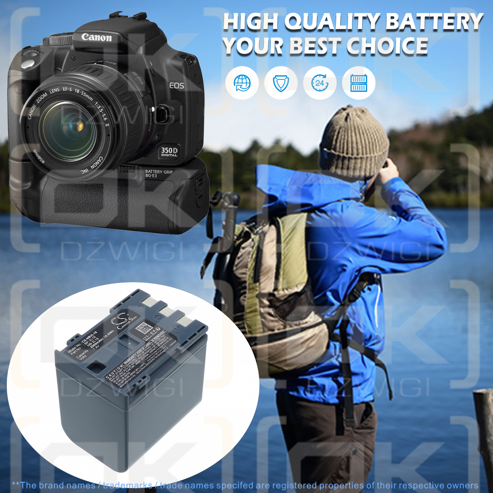 Replacement Battery for Canon DV-FV M100 / NB-2L18 2000 mAh Li-ion 7.4 V (Cameron Sino)