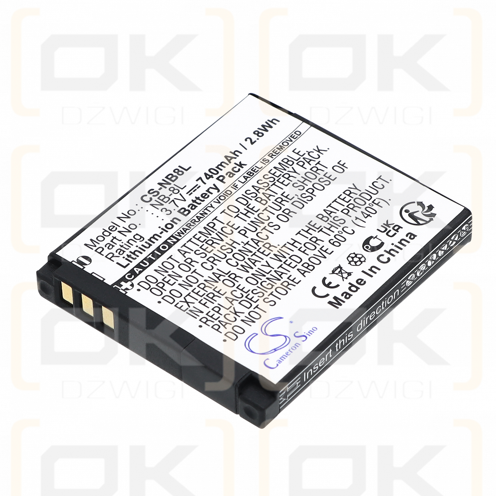 Replacement battery for Canon Li-ion 740mAh (Cameron Sino)