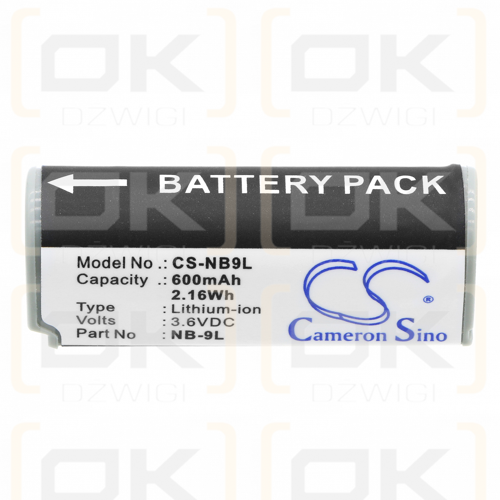 Canon IXY 51S / NB-9L 600mAh Li-ion 3.6V (Cameron Sino)