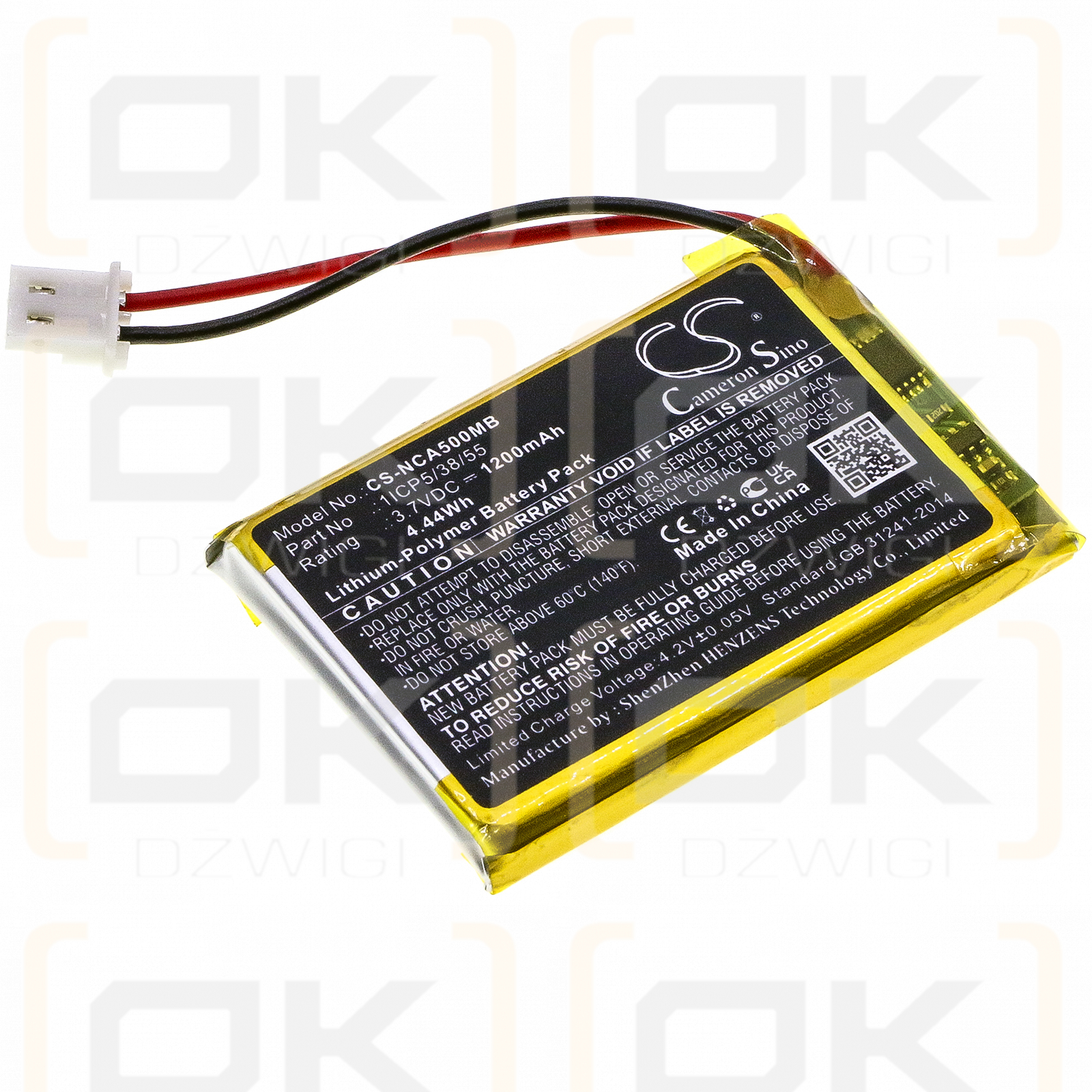 NUK Eco Control Audio 530D+ / 1ICP5/38/55 1200 mAh Li-Polymer 3,7 V (Cameron Sino)