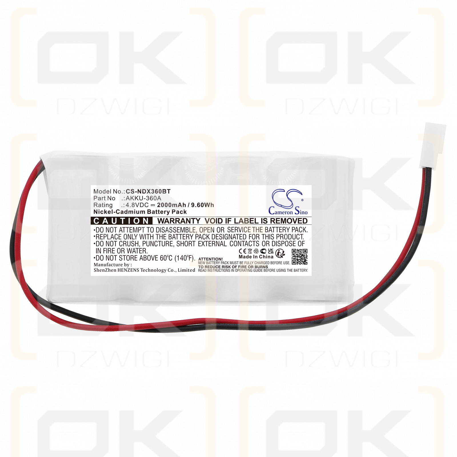 Indexa 9000ASD / AKKU-360A 2000mAh Ni-CD 4.8V (Cameron Sino)