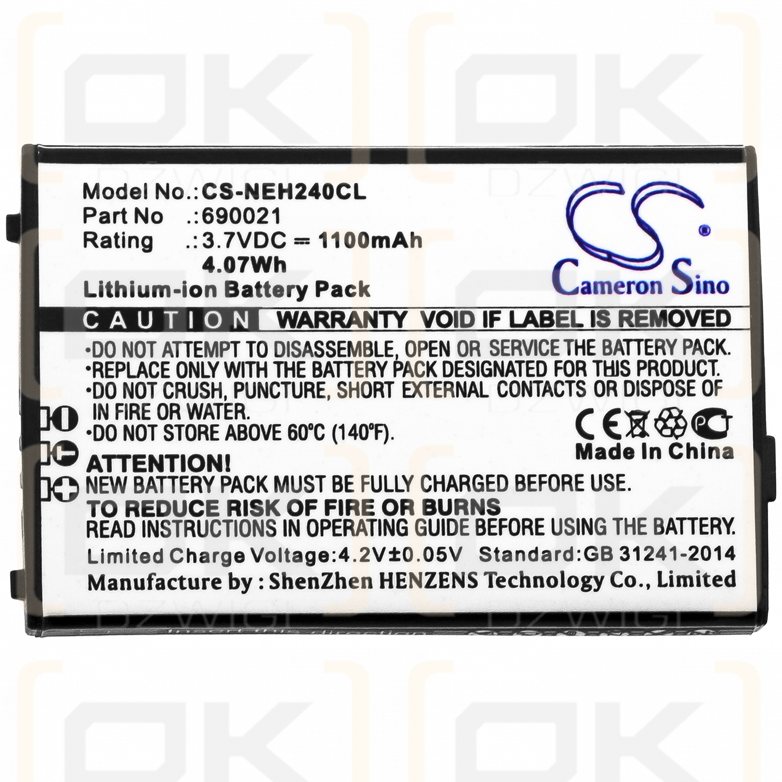 NEC MH240 / 690021 1100mAh Li-ion 3.7V (Cameron Sino)