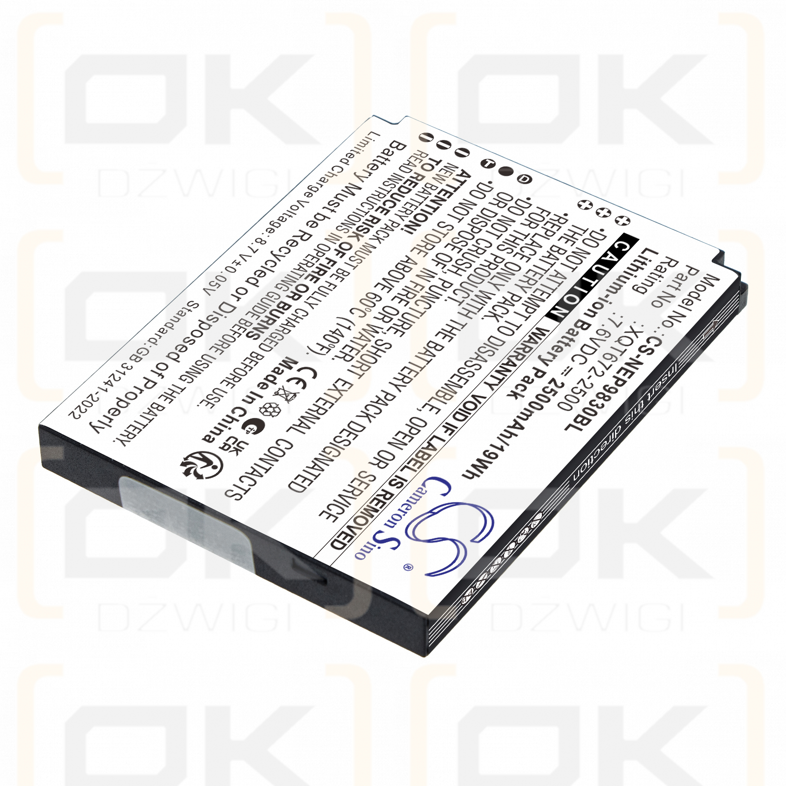 Ersatzakku für NEWPOS NEW9830 / XQT672-2500 2500mAh Li-Ion 7,6V (Cameron Sino)