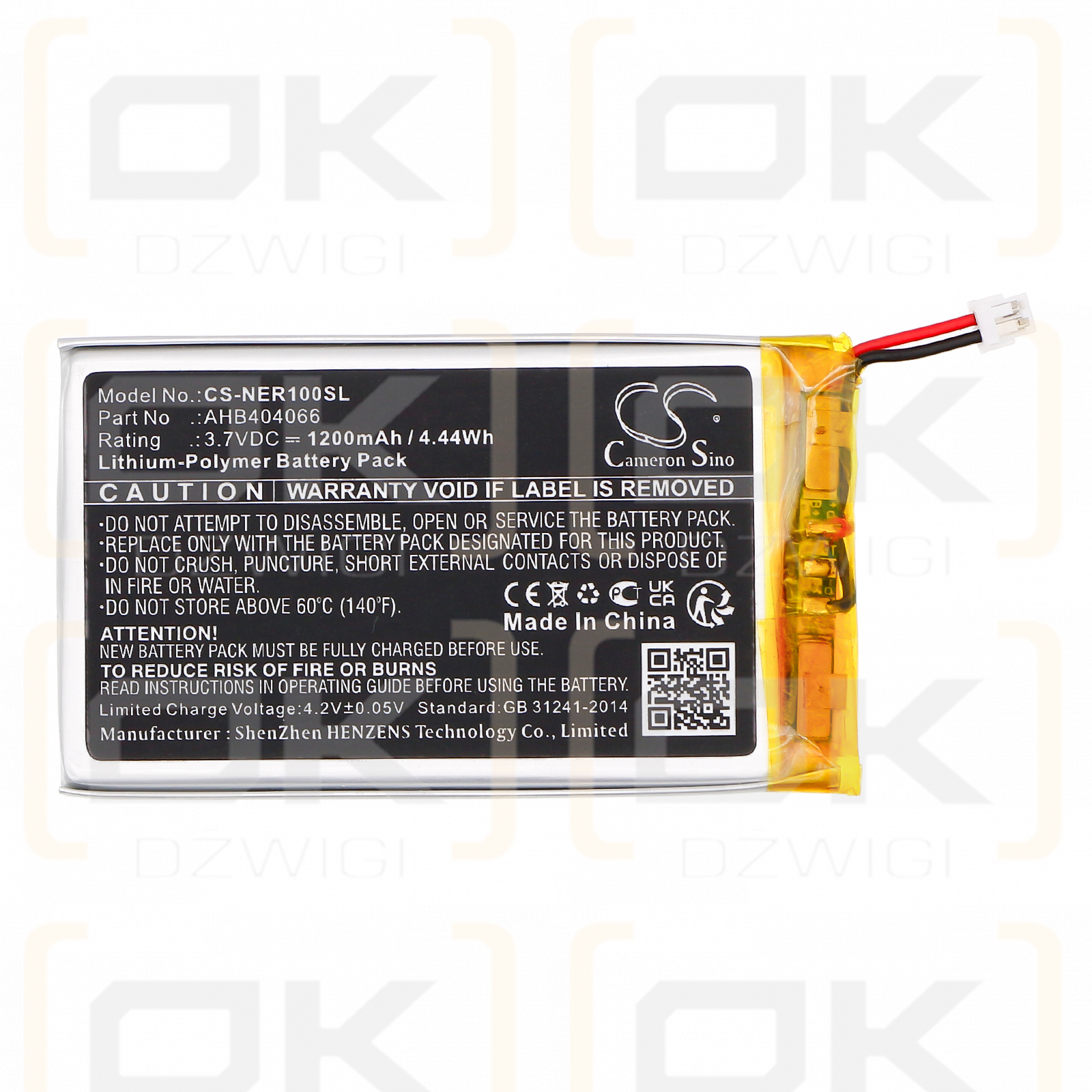 Neeo NE-RMT / AHB404066 1200mAh Li-Polymer 3.7V (Cameron Sino)