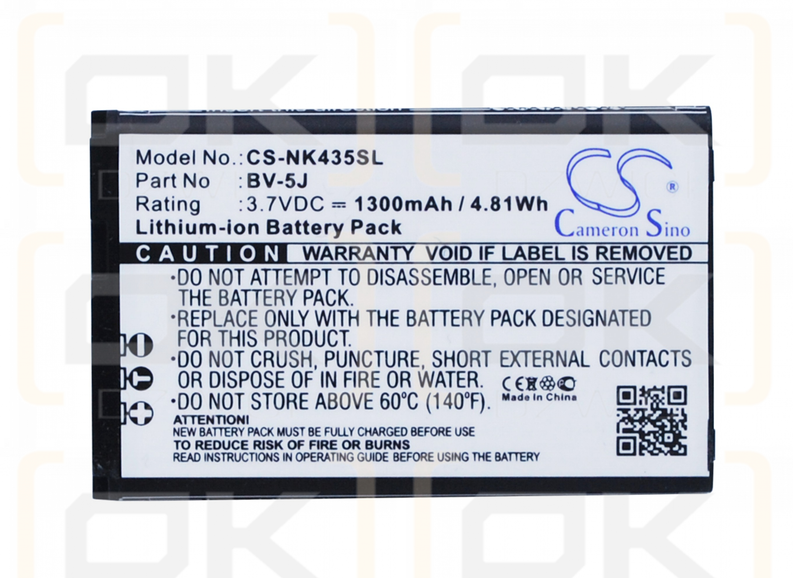 Microsoft RM-1070 / BV-5J 1300mAh Li-ion 3.7V (Cameron Sino)