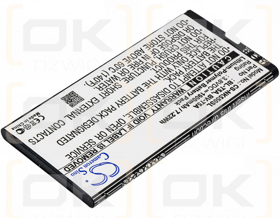 Microsoft RM-1040 / BL-T5A 1900 mAh Li-Polymer 3,8 V (Cameron Sino)