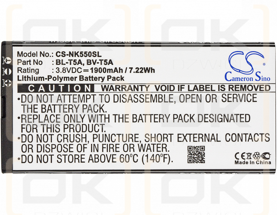 Microsoft RM-1040 / BL-T5A 1900 mAh Li-Polymer 3,8 V (Cameron Sino)