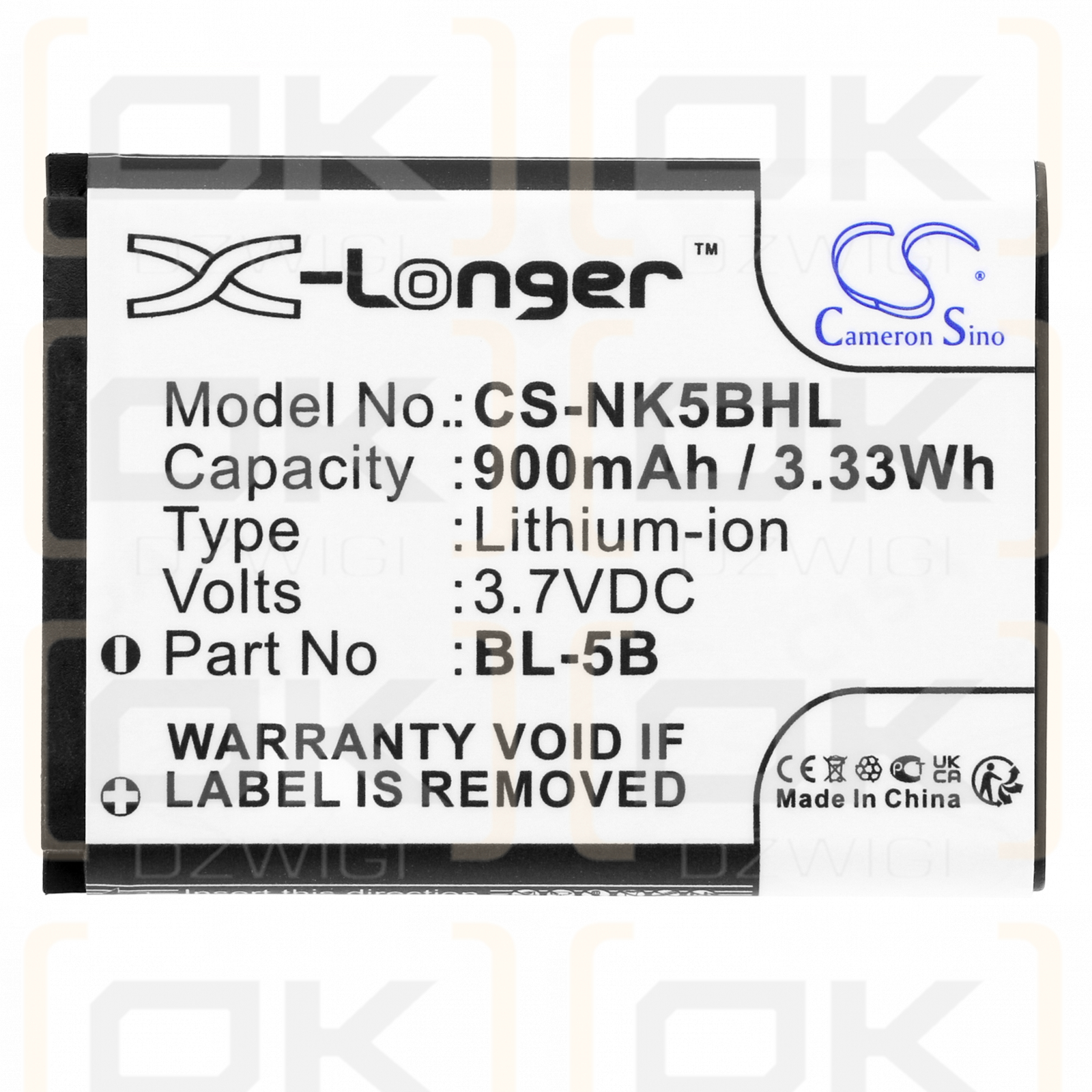 Nokia 6122c / BL-5B 900 mAh Li-Ion 3,7 V (Cameron Sino)