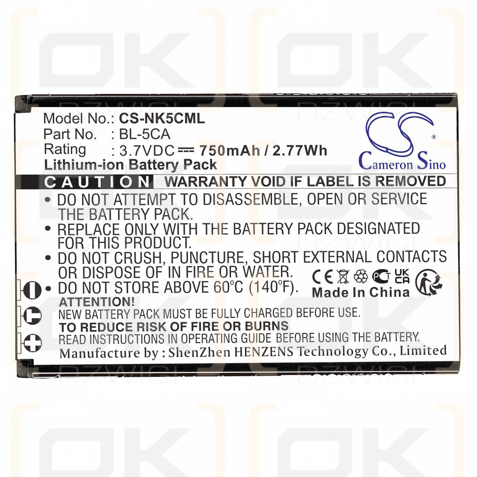 Vodafone V804NK / NKBF01 750mAh Li-ion 3.7V (Cameron Sino)