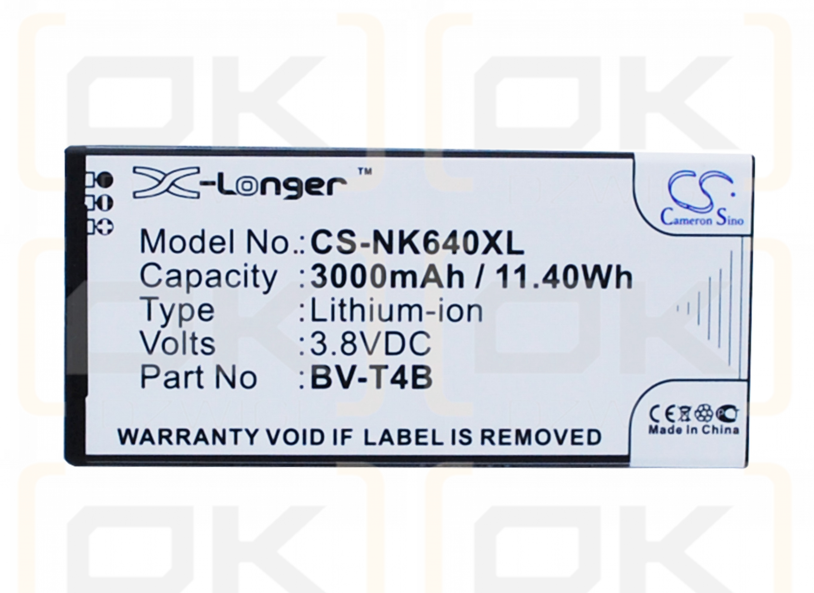 Nokia / BV-T4B 3000mAh Li-Polymer 3.8V (Cameron Sino)