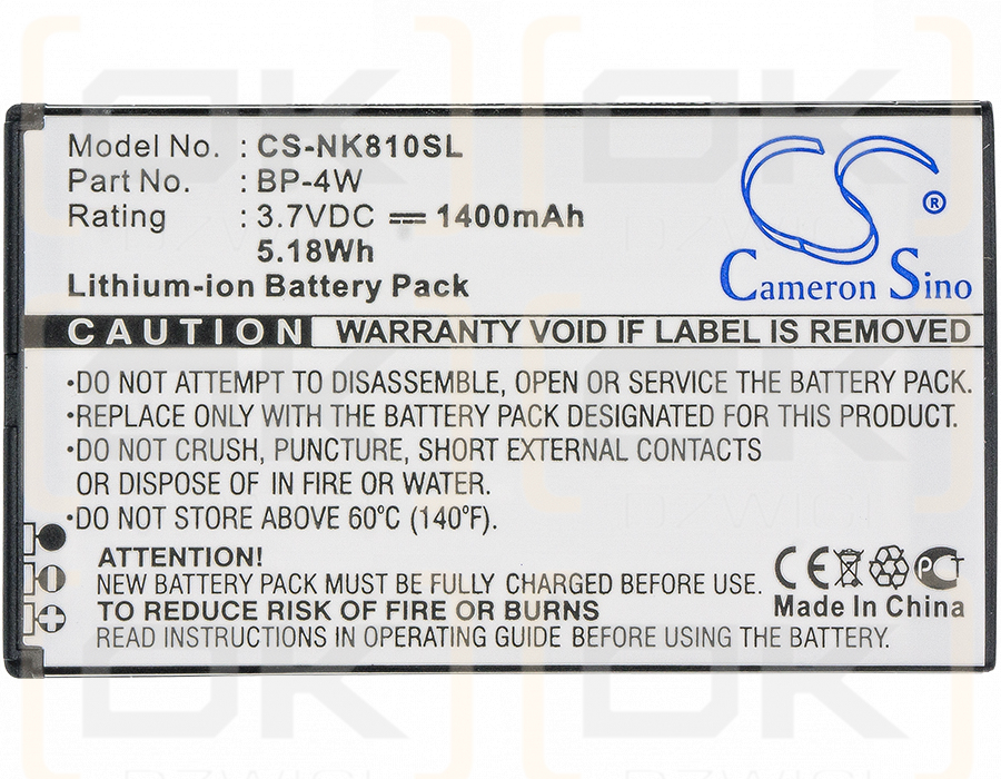 Nokia Lumia 822 / BP-4W 1400mAh Li-ion 3.7V (Cameron Sino)