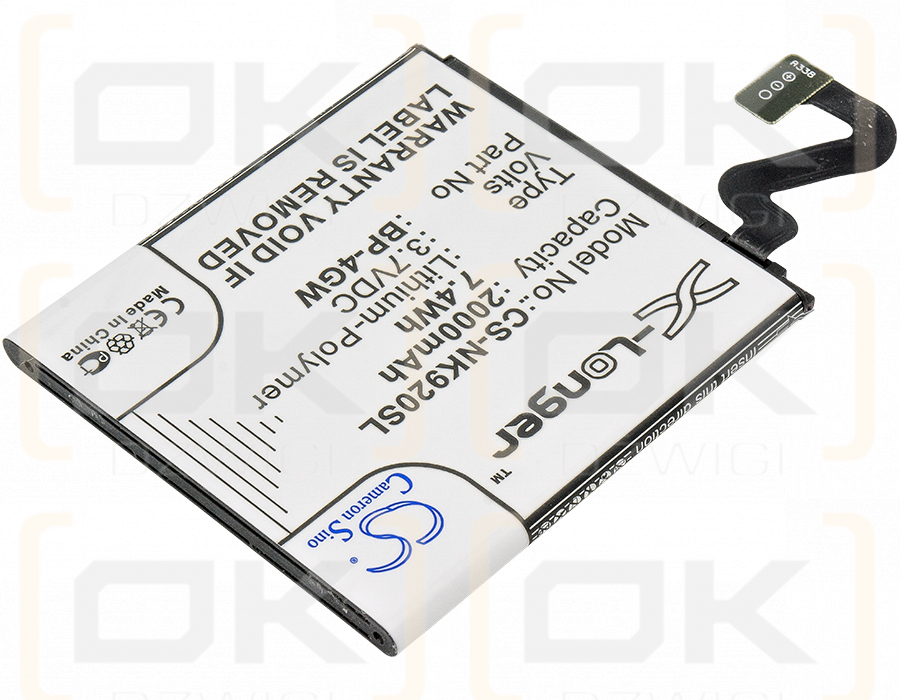 Nokia Lumia 920 4G / BP-4GW 2000mAh Li-Polímero 3.7V (Cameron Sino)