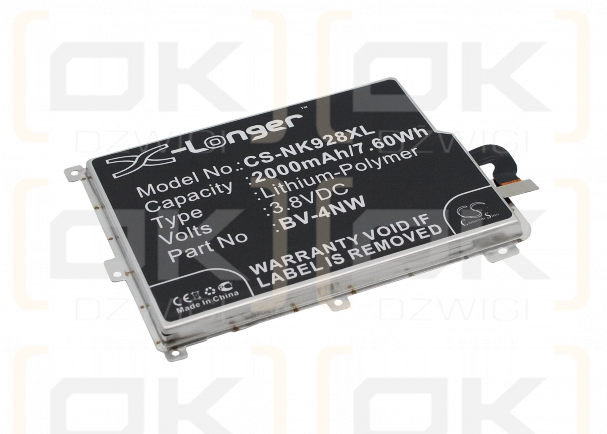 Microsoft RM5250 / BV-4NW 2000mAh Li-Polymer 3.8V (Cameron Sino)