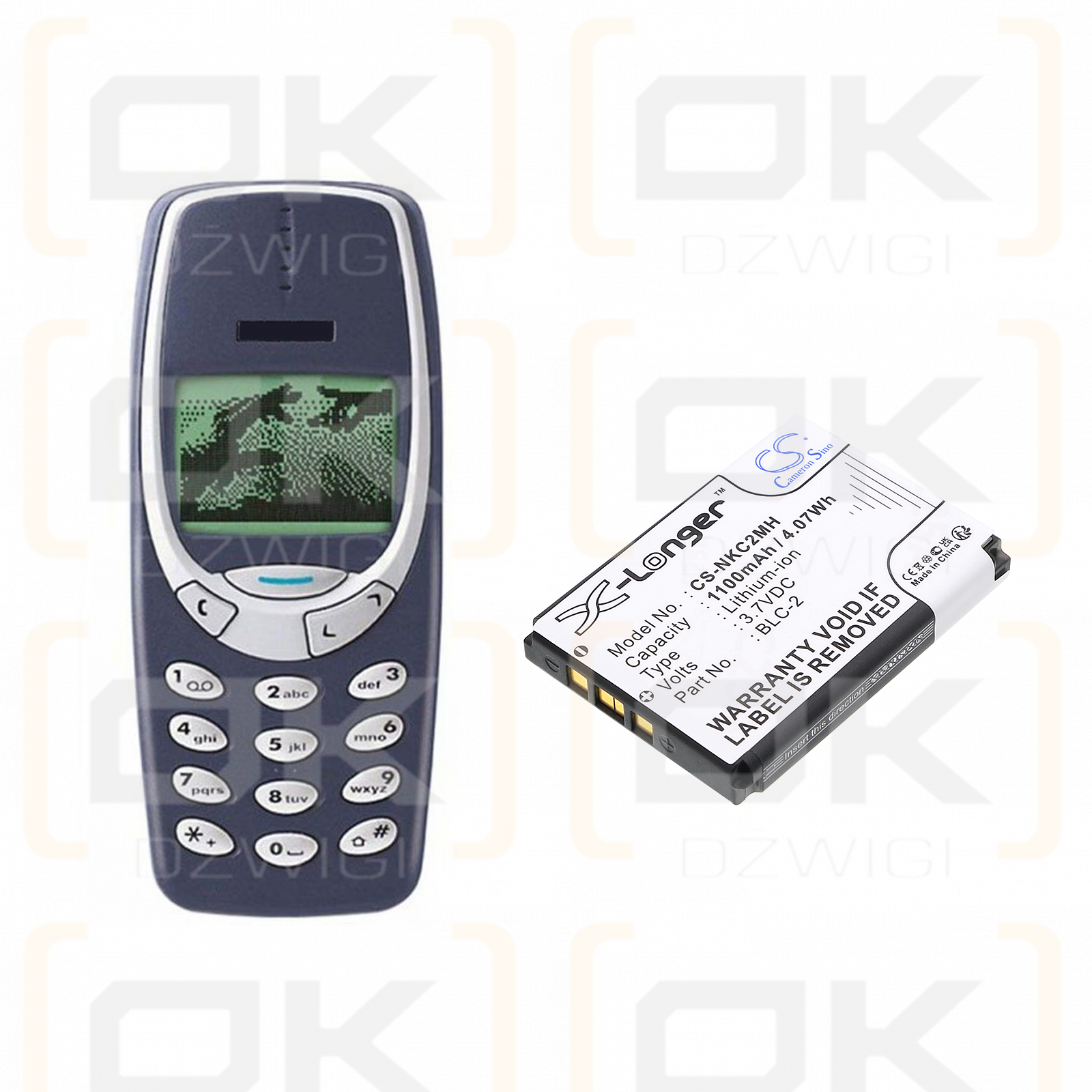 Nokia 6810 / BLC-2 1100 мАч литий-ионный 3,7 В (Cameron Sino)