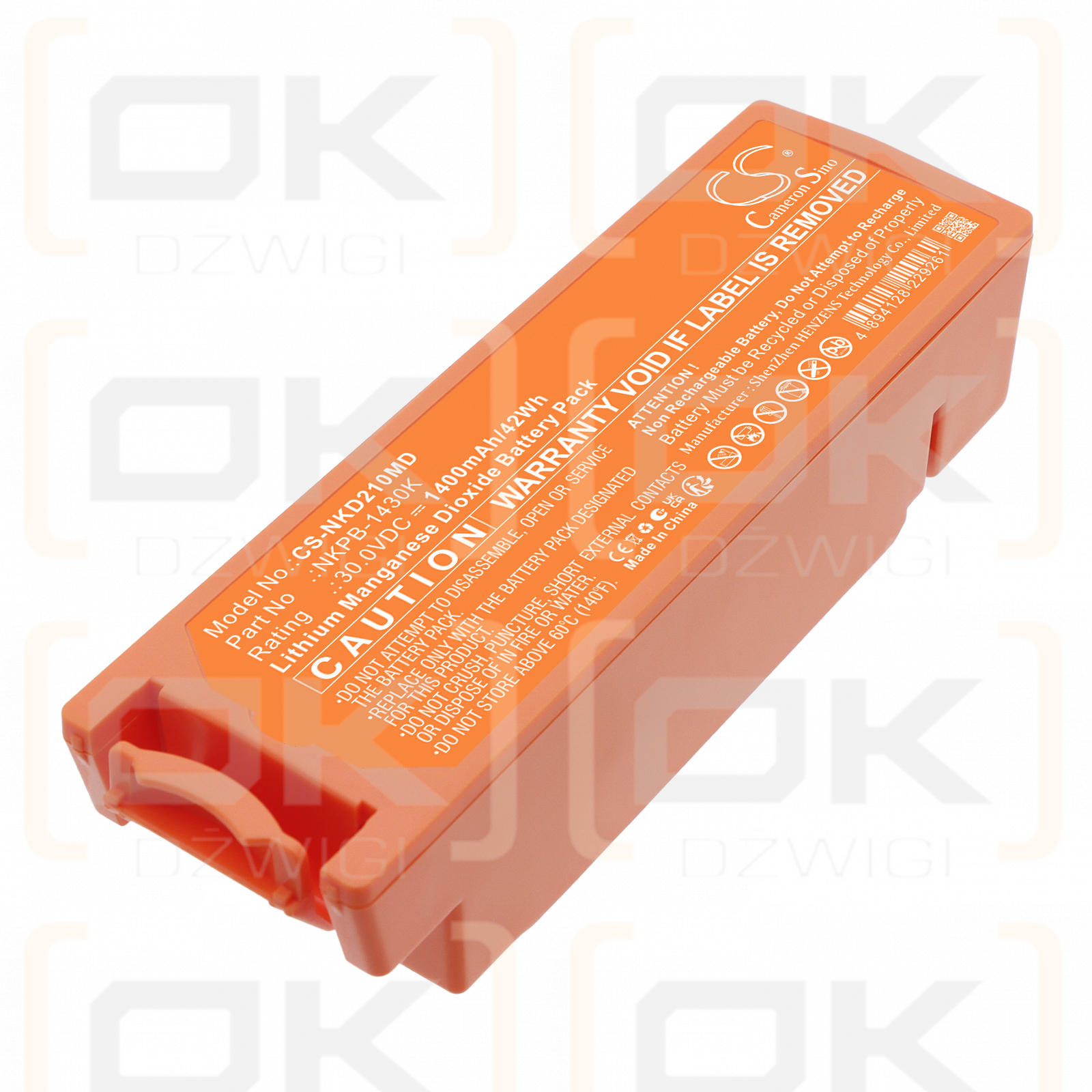 Bateria zamienna do Nihon Kohden Defibrillator Cardiolife AED2100 / NKPB-1430K 1400 mAh Li-MnO2 30 V (Cameron Sino)