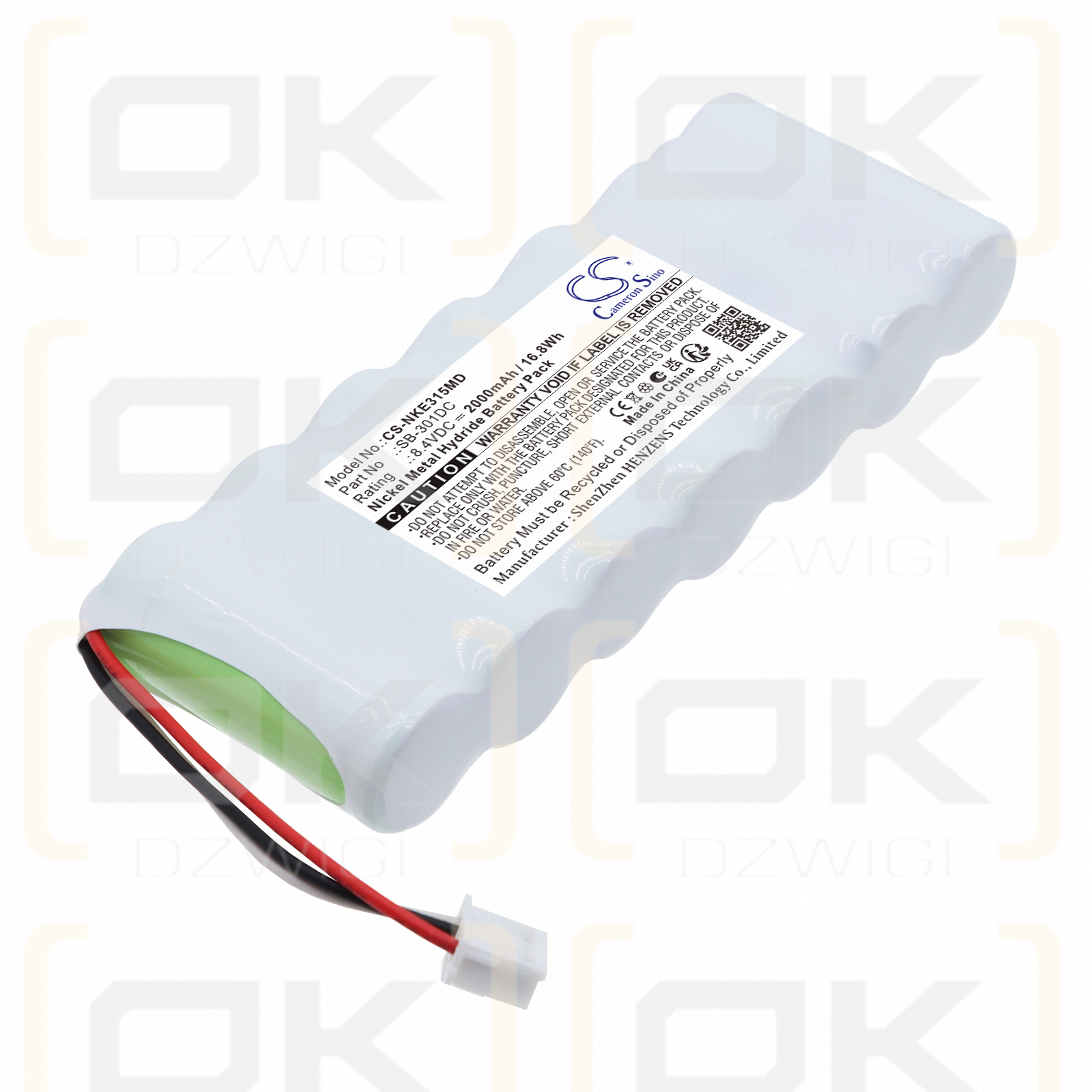 Batería de repuesto para Nihon Kohden ECG-3150 Cardiofax C / SB-301DC 2000 mAh Ni-MH 8.4 V (Cameron Sino)