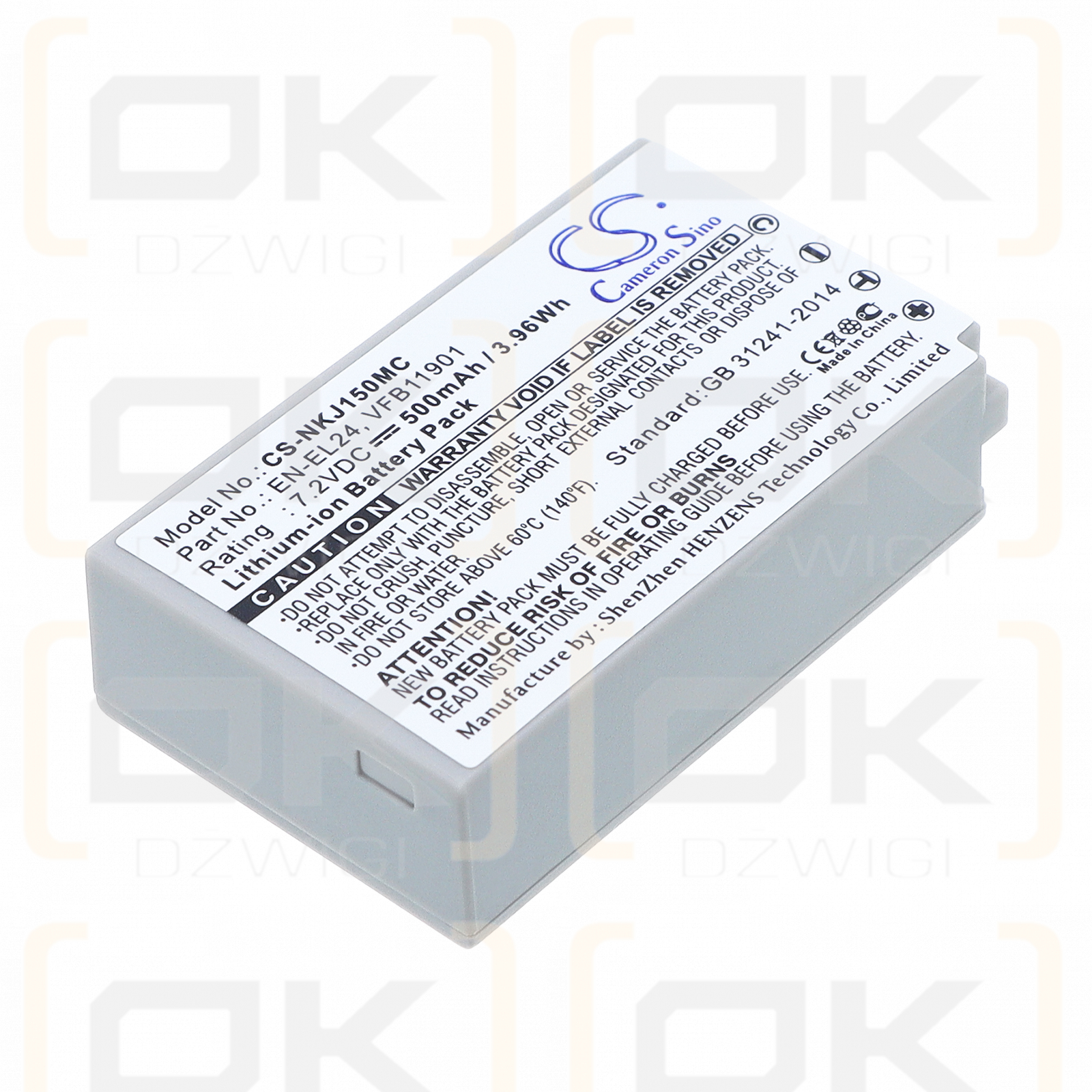 Replacement Battery for NiKon 1 J5 / EN-EL24 500 mAh Li-ion 7.2 V (Cameron Sino)