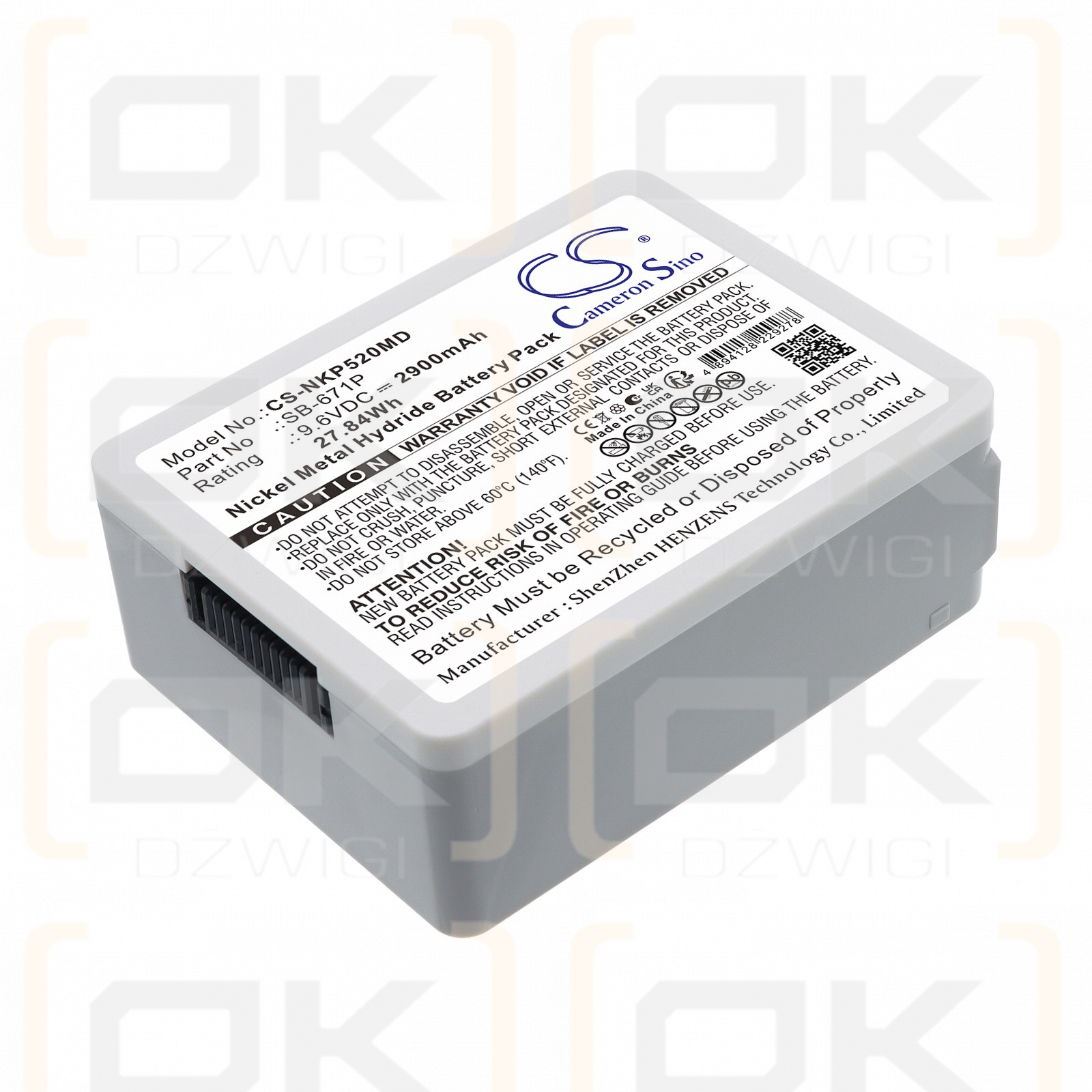 Bateria zamienna do Nihon Kohden WEP-520x /  SB-671P 2900 mAh Ni-MH 9.6 V (Cameron Sino)