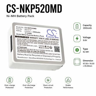 Ersatzakku für Nihon Kohden WEP-520x / SB-671P 2900 mAh Ni-MH 9,6 V (Cameron Sino)