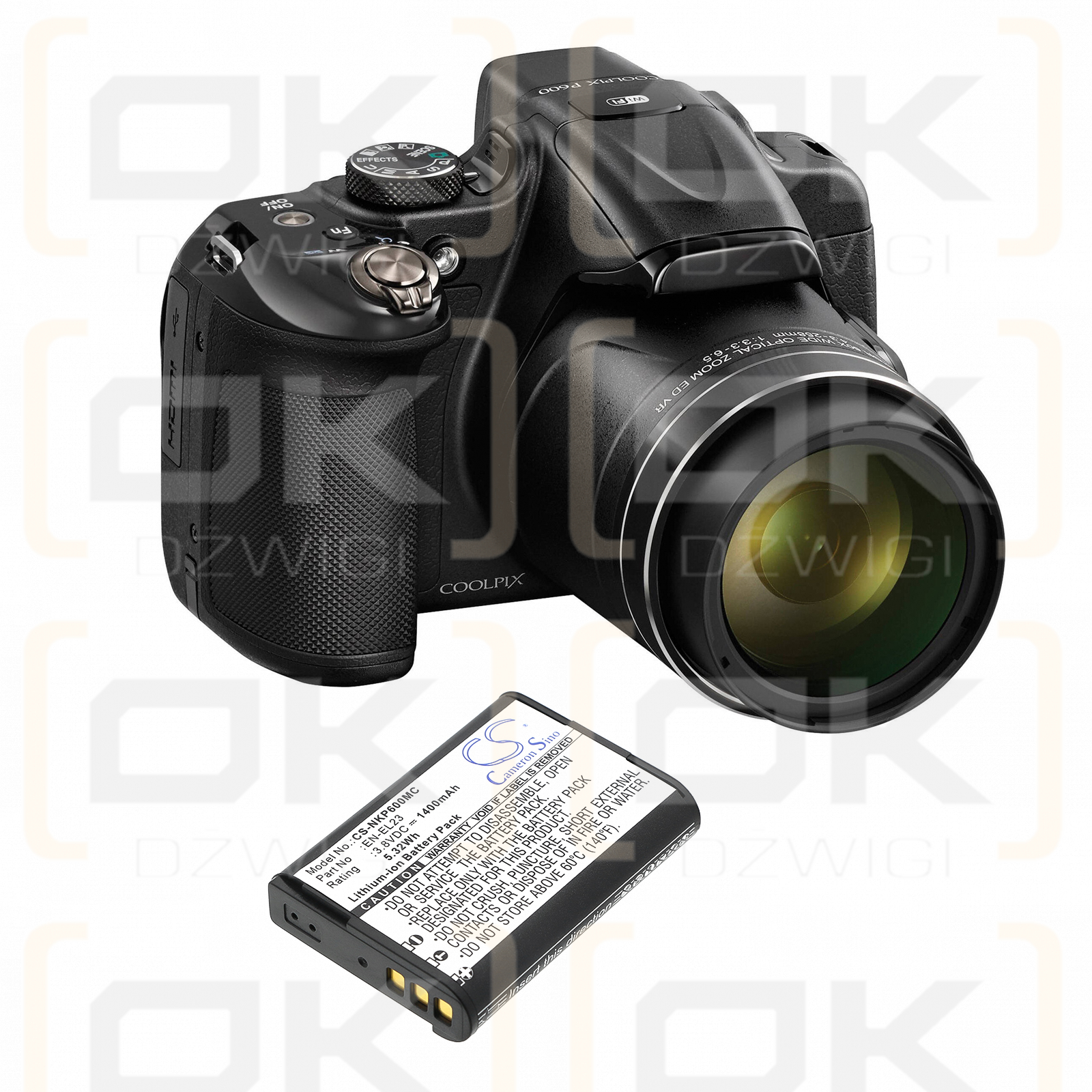 Nikon Coolpix S810c / EN-EL23 1400mAh Li-ion 3.8V (Cameron Sino)
