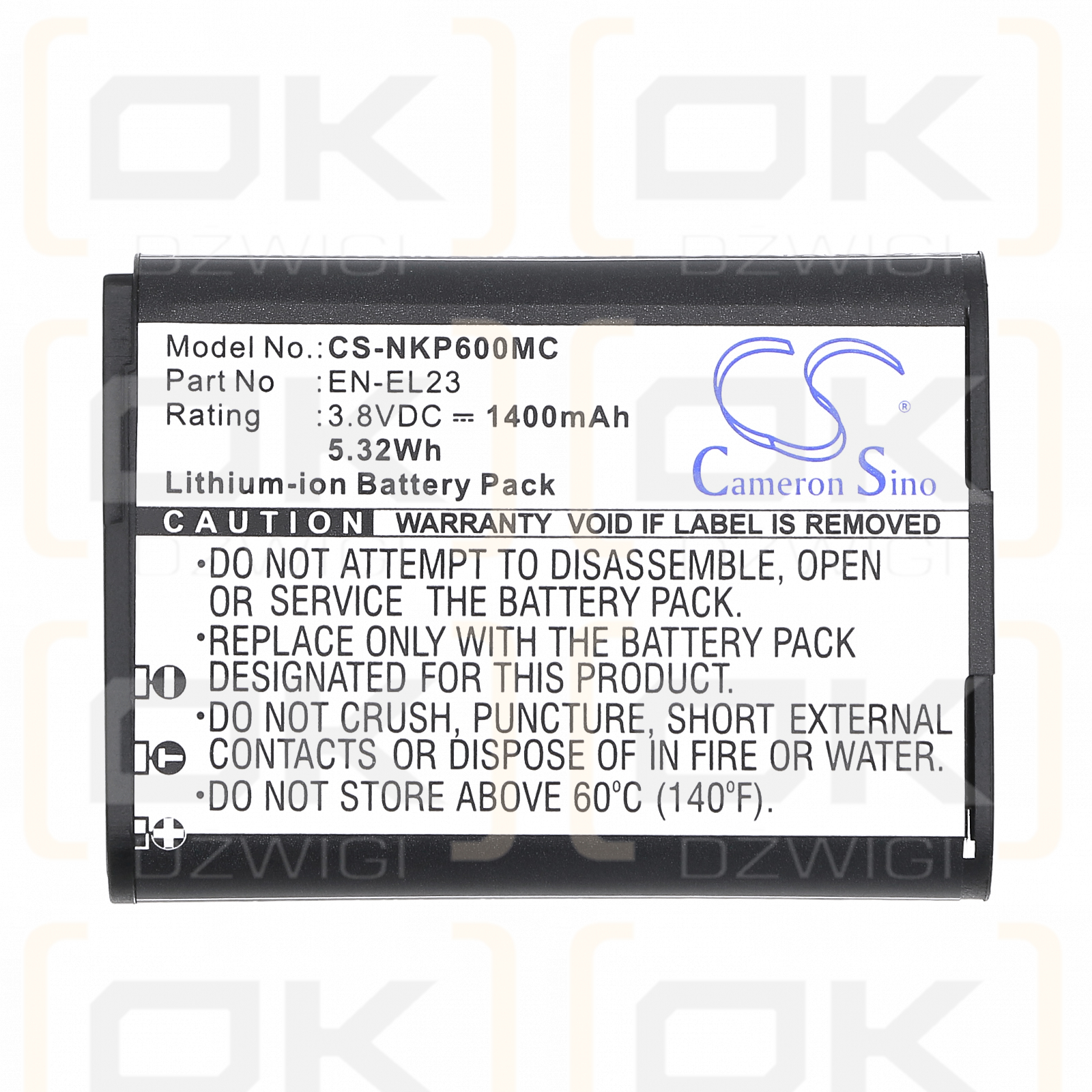 Nikon Coolpix S810c / EN-EL23 1400mAh Li-ion 3.8V (Cameron Sino)