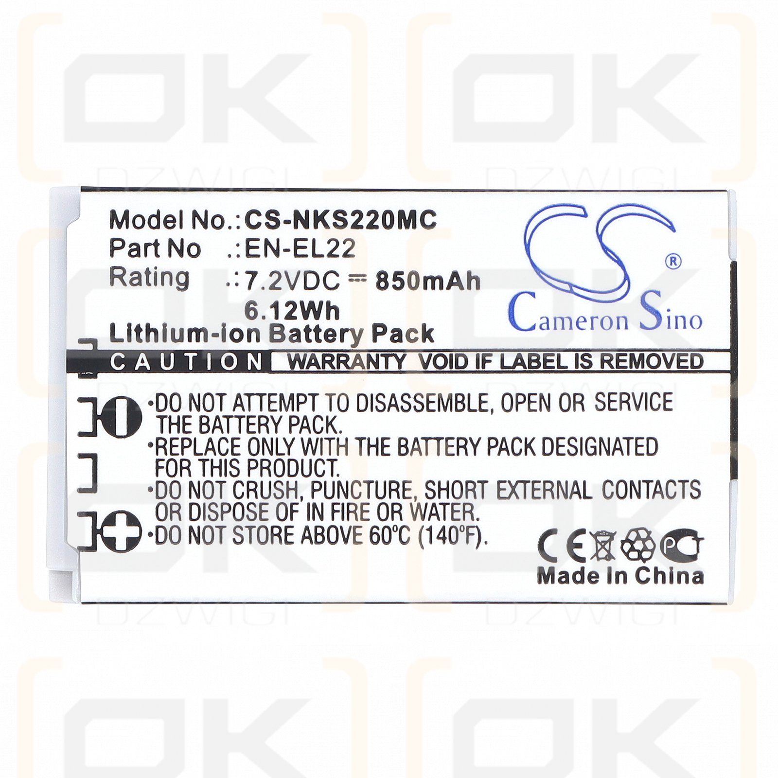 NiKon 1 S2 / EN-EL22 850 mAh Li-ion 7.2 V (Cameron Sino)