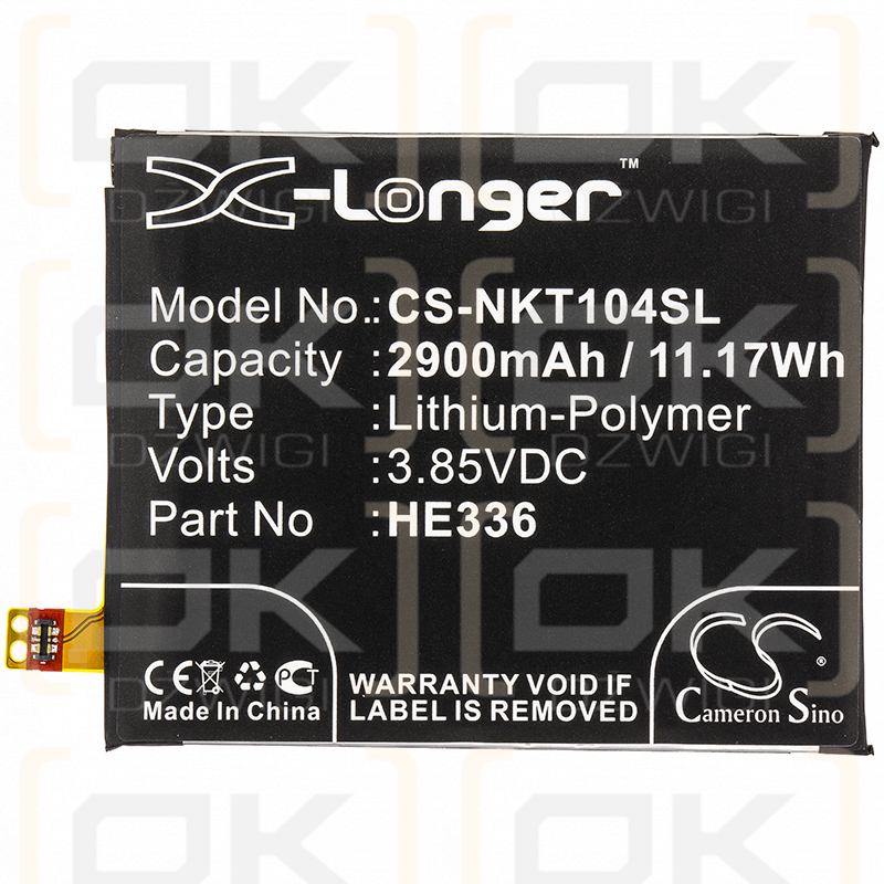 Nokia TA-1063 / HE336 2900mAh Li-Polymer 3.85V (Cameron Sino)