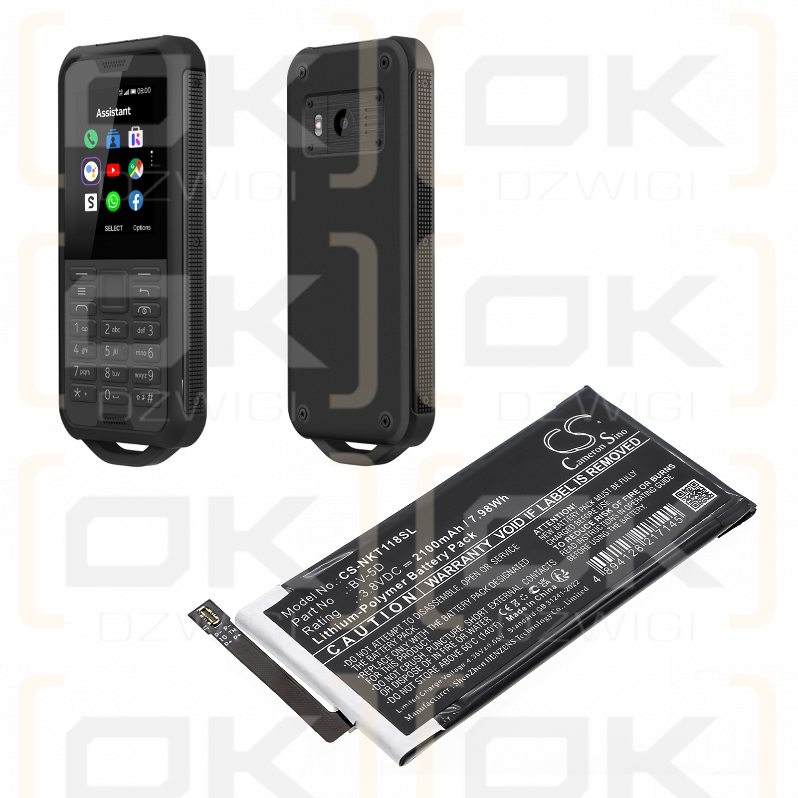 Nokia TA-1186/DS / BPCNTBY001B 2100 mAh, polímero de litio, 3,8 V (Cameron Sino)
