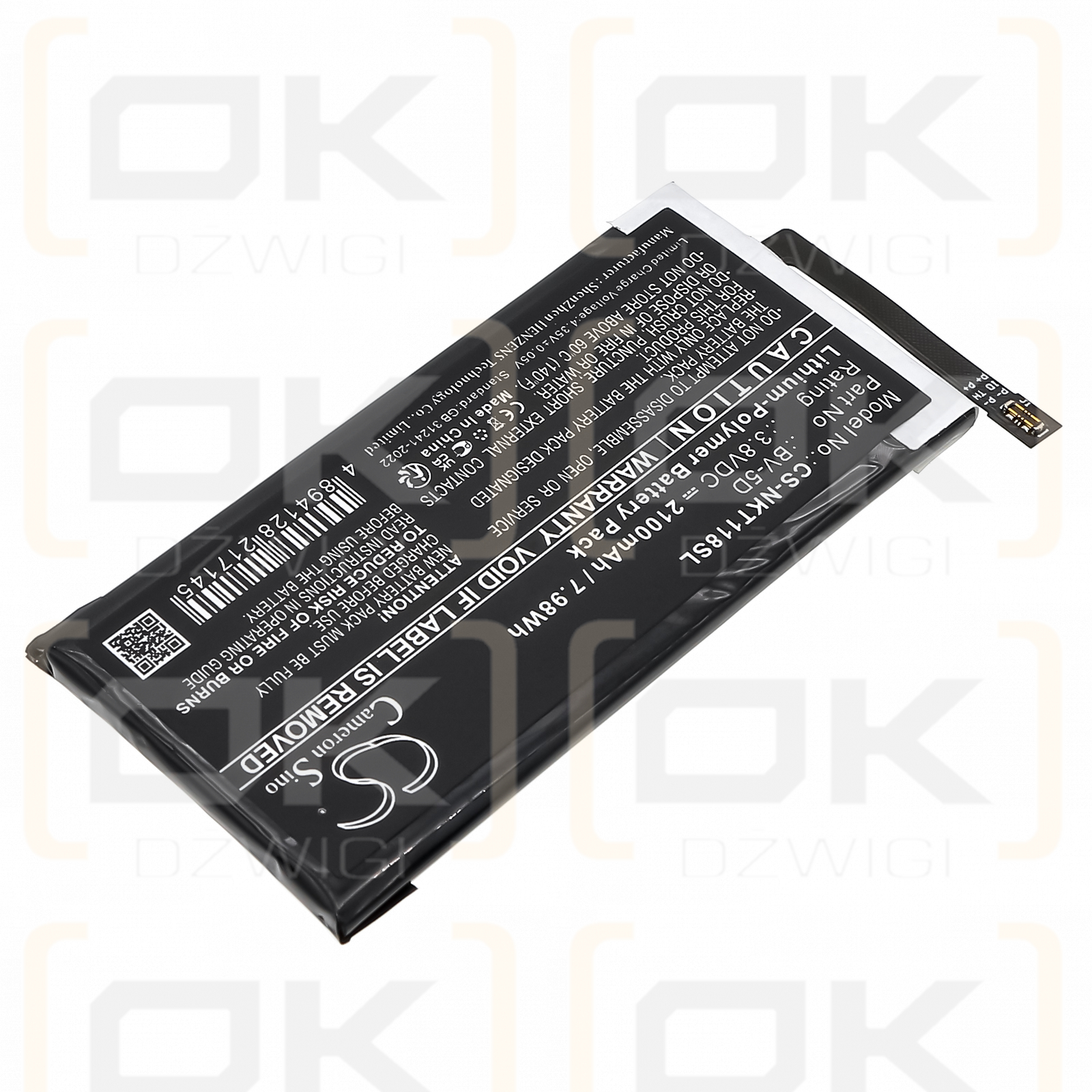 Nokia TA-1186/DS / BPCNTBY001B 2100 mAh, polímero de litio, 3,8 V (Cameron Sino)