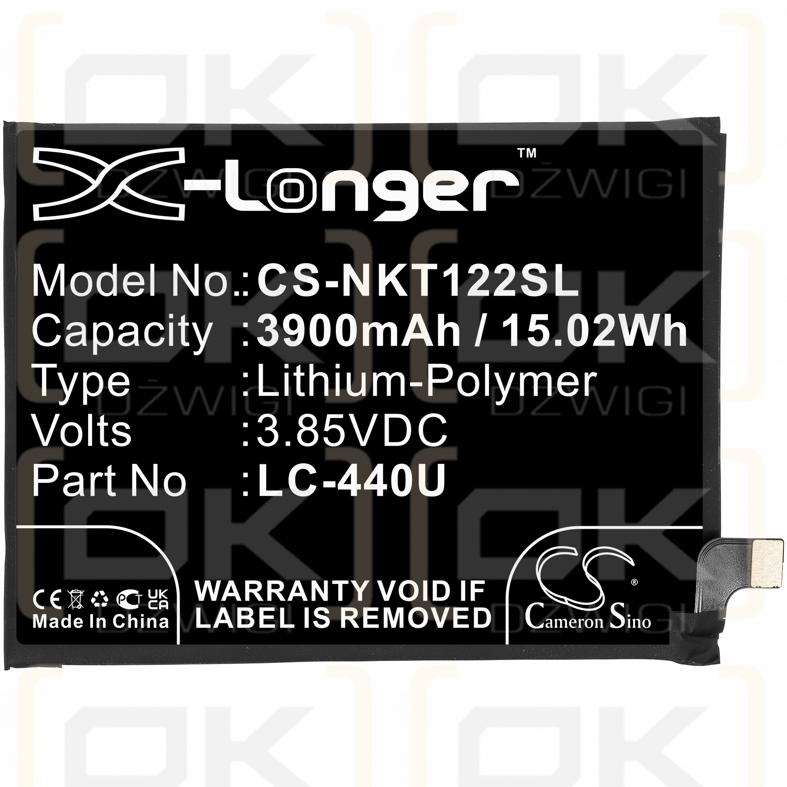 Nokia TA-1223 / LC-440U 3900mAh Li-Polymer 3.85V (Cameron Sino)