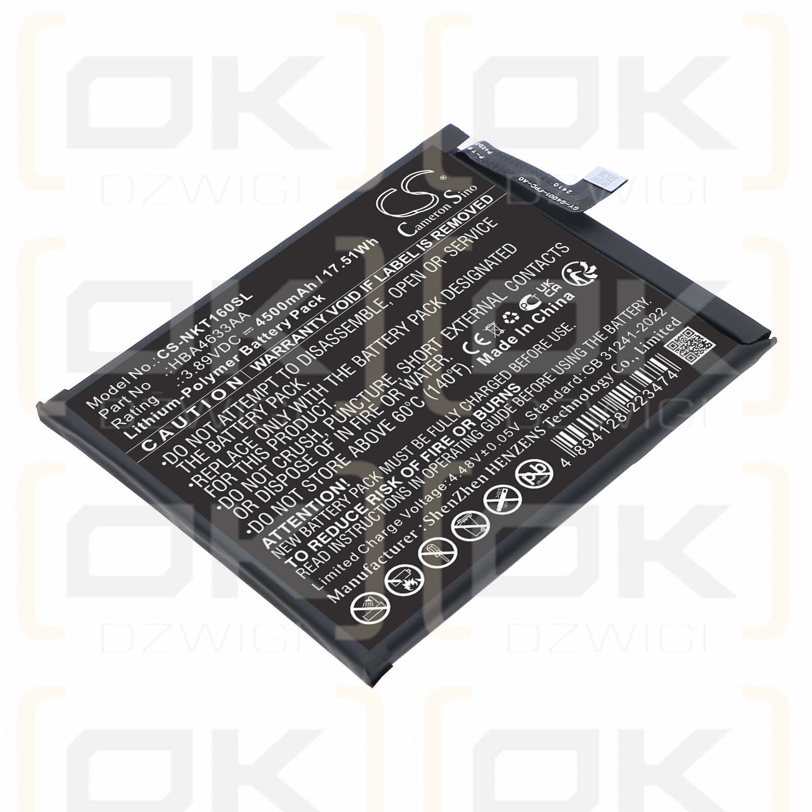 HMD TA-1688 / HBA4633AA 4500 mAh Li-Polymer 3.89 V (Cameron Sino)