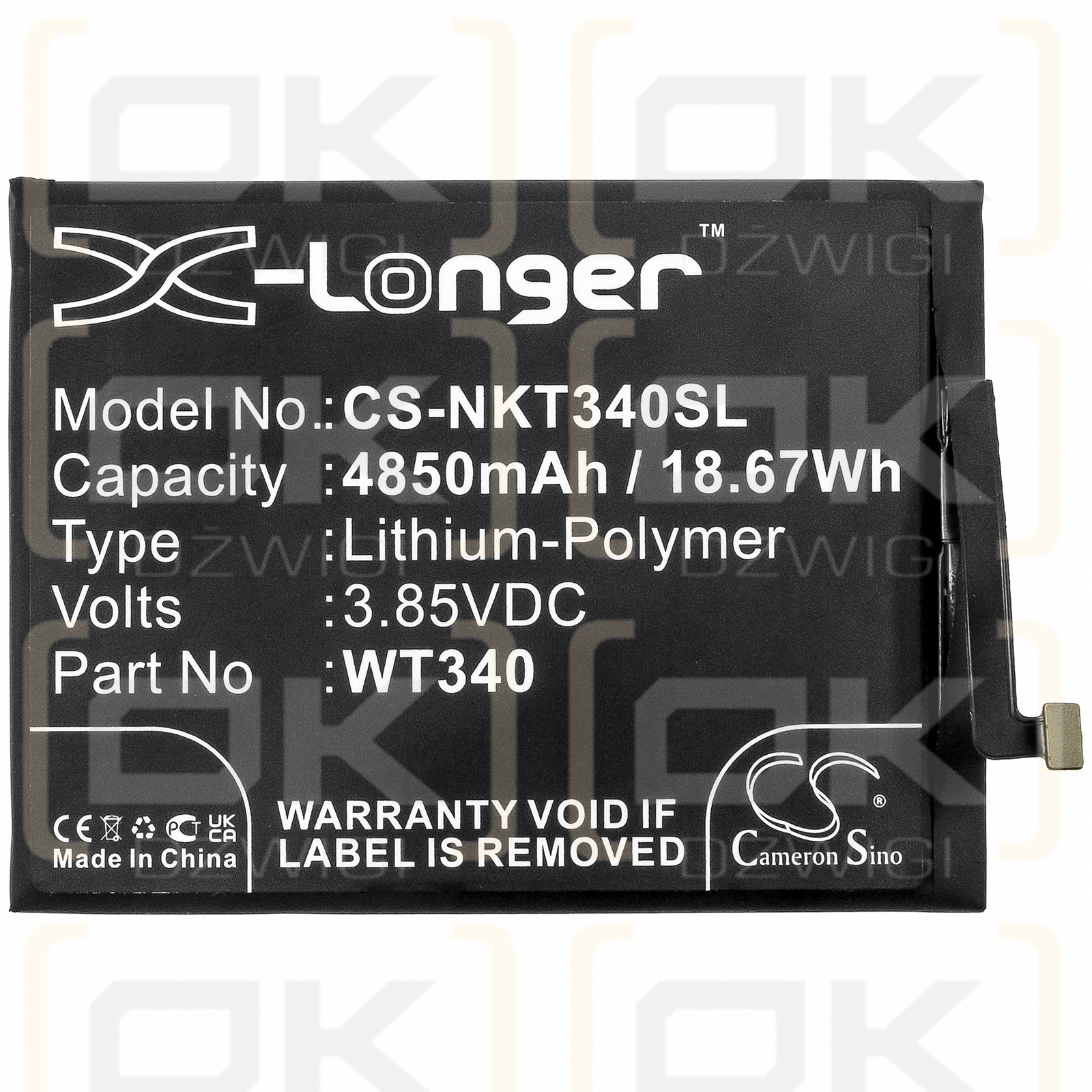 Nokia TA-1334 / WT340 4850mAh Li-Polymer 3.85V (Cameron Sino)