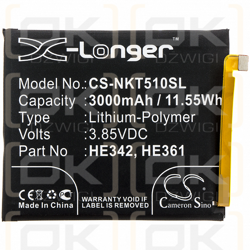 Nokia X6 2018 / HE342 3000 mAh Li-Polymer 3,85 V (Cameron Sino)