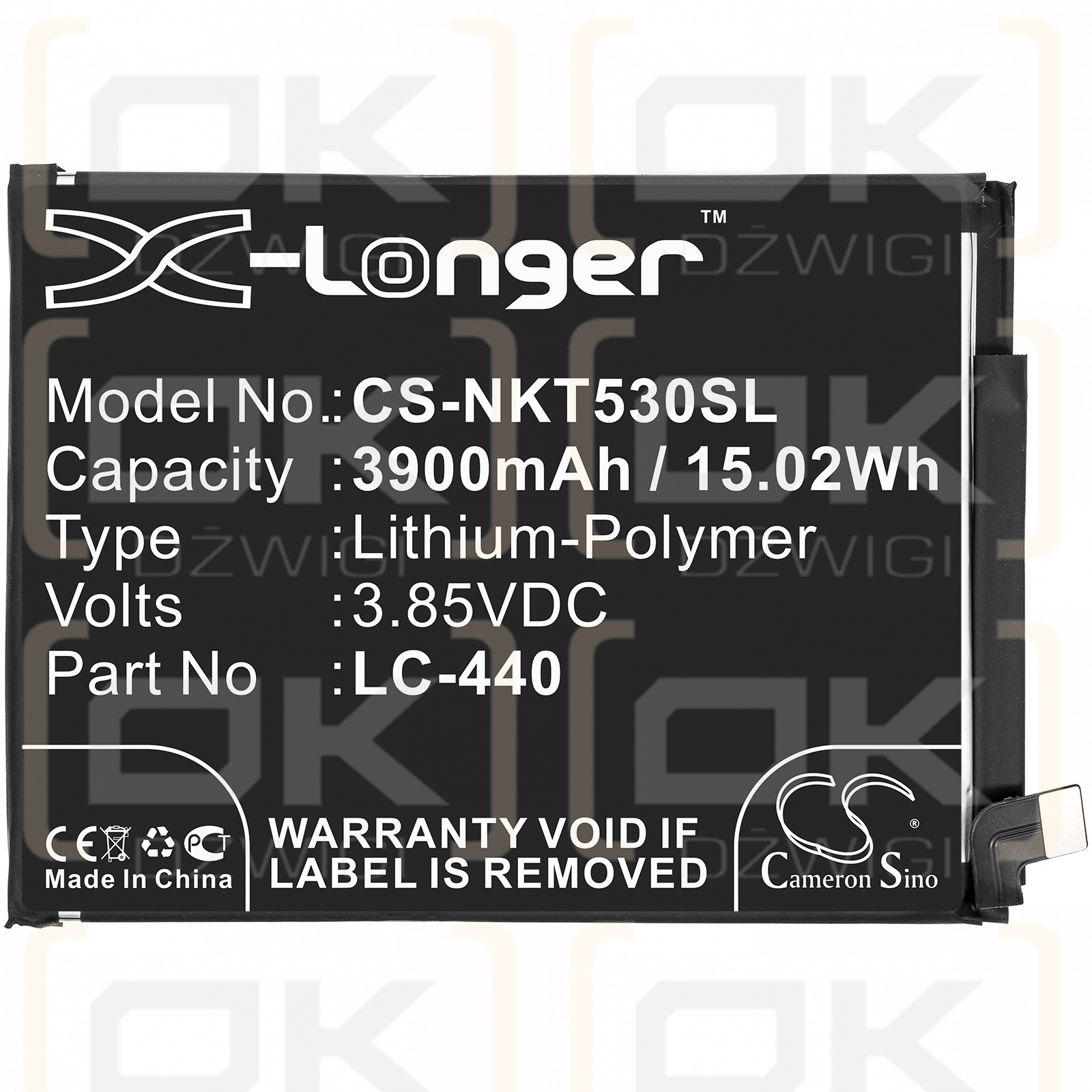 Nokia TA-1234 / LC-440 3900mAh Li-Polymer 3.85V (Cameron Sino)