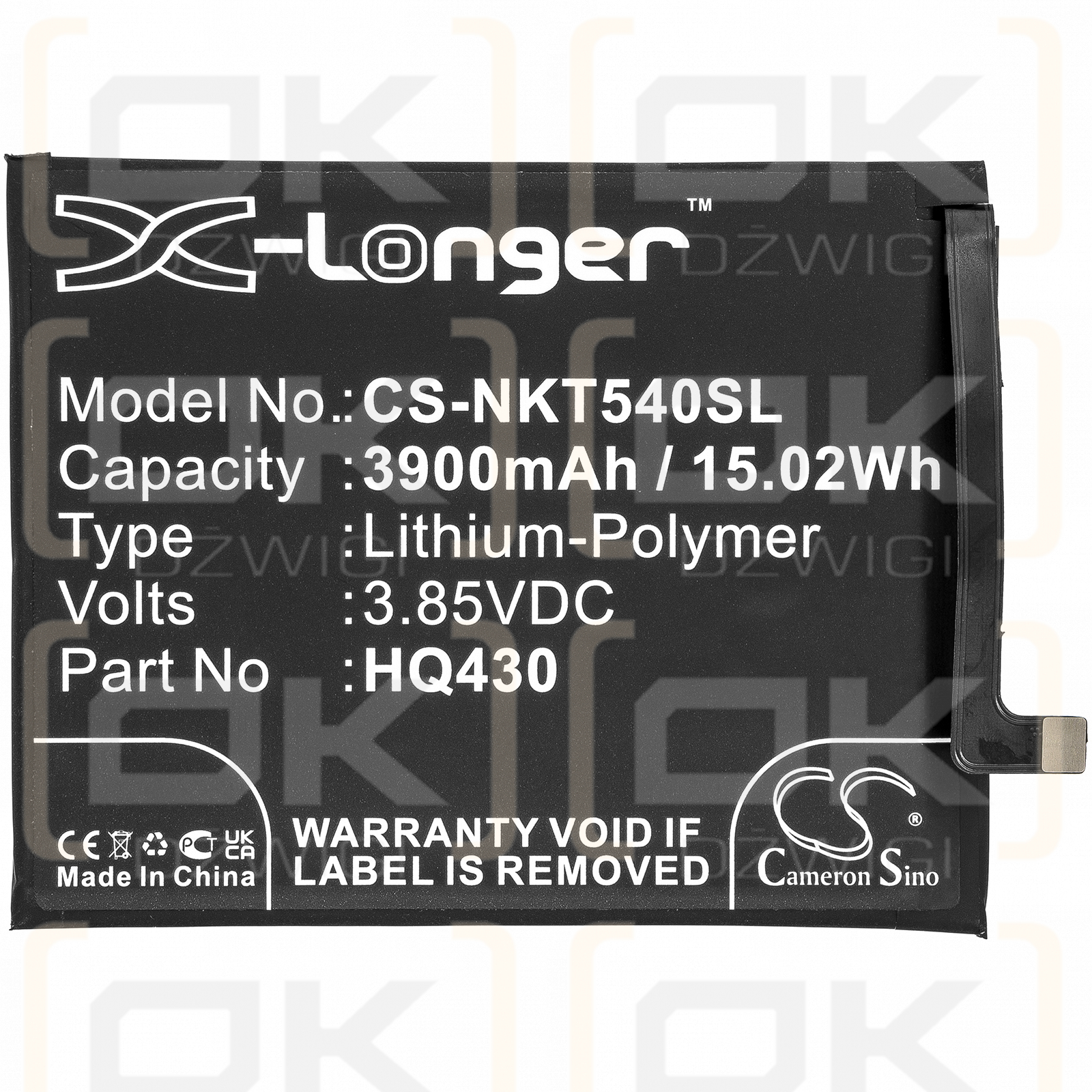 Nokia TA-1285 / HQ430 3900mAh Li-Polymer 3.85V (Cameron Sino)